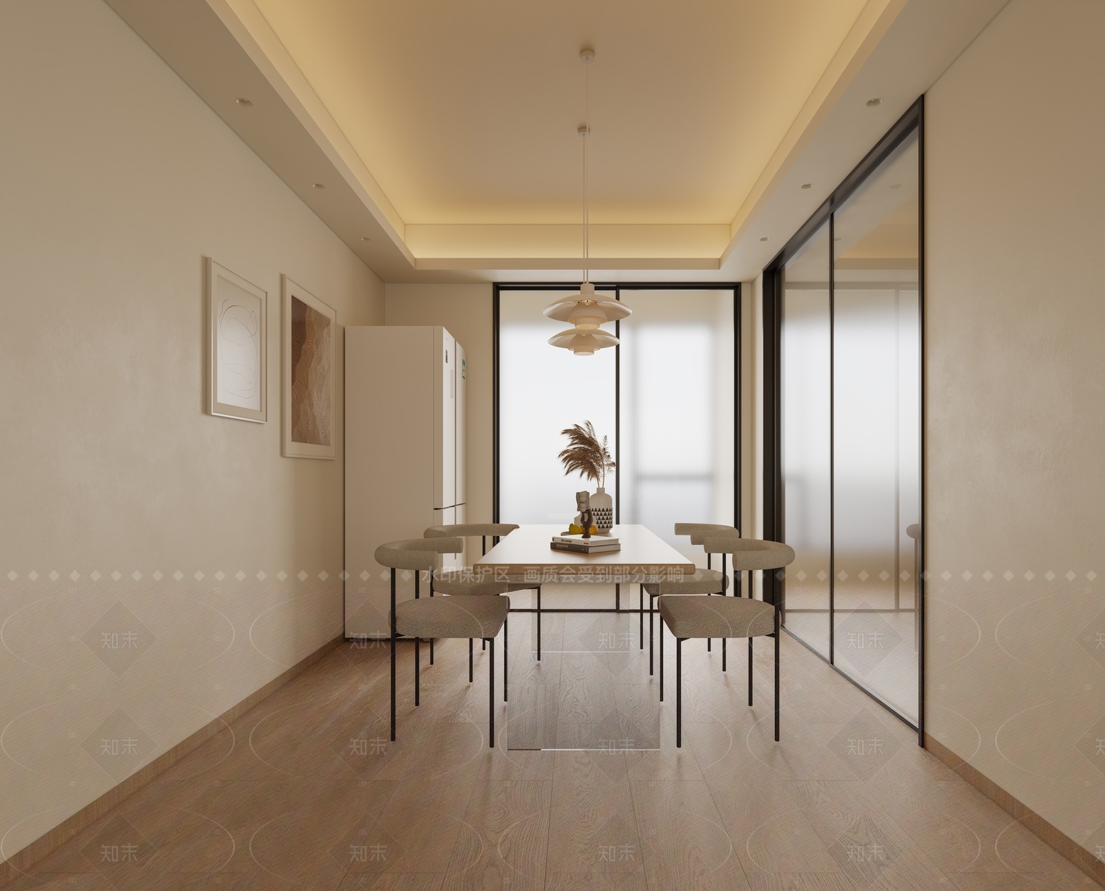 奶油北欧家居餐厅3D模型下载【ID:1206134114】