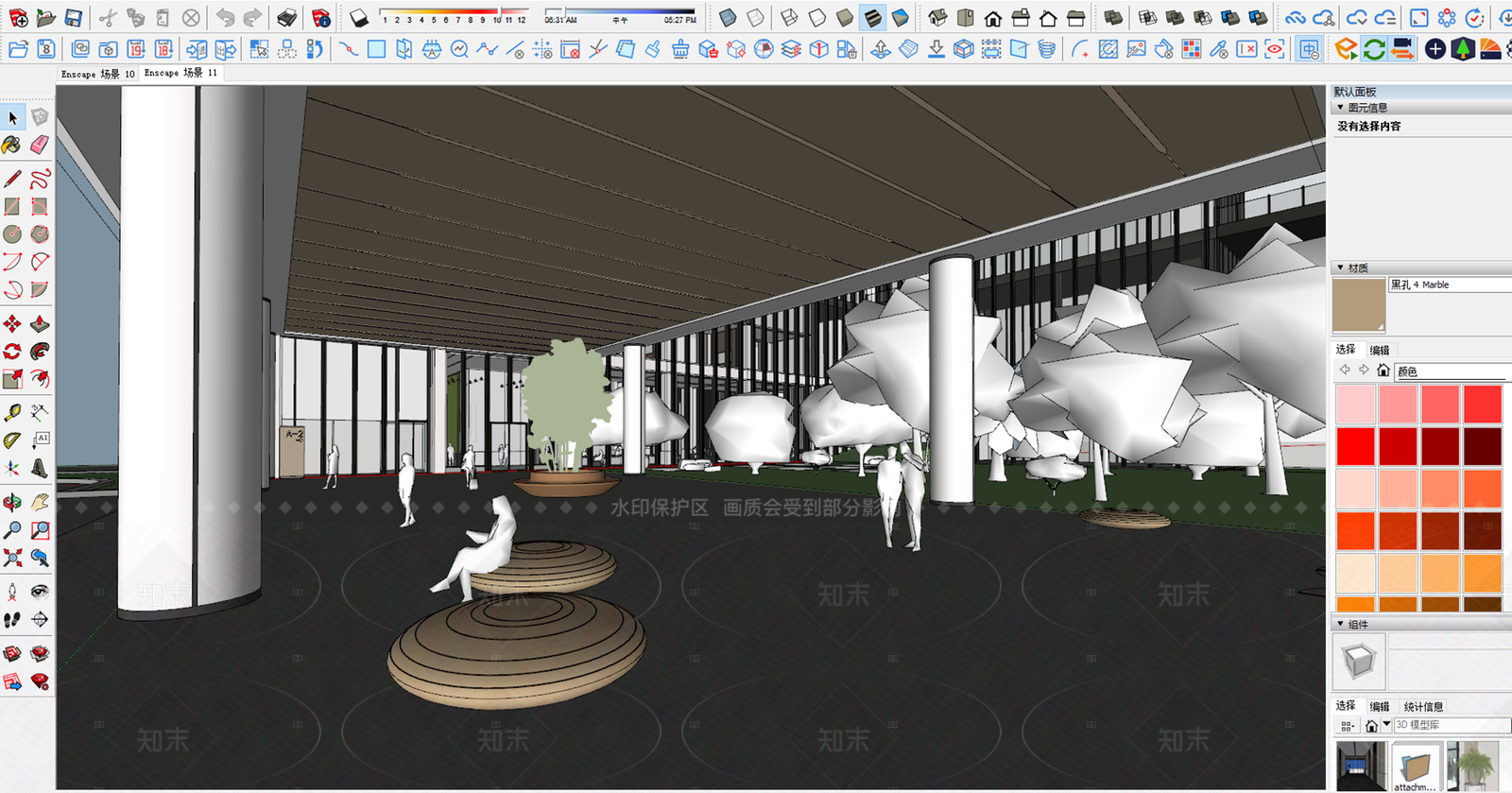 现代极简办公走廊SU模型下载【ID:1206134552】