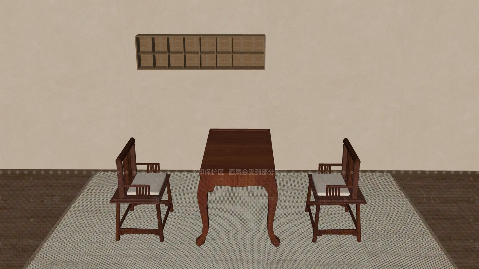 中式复古休闲桌椅SU模型下载【ID:1206135974】