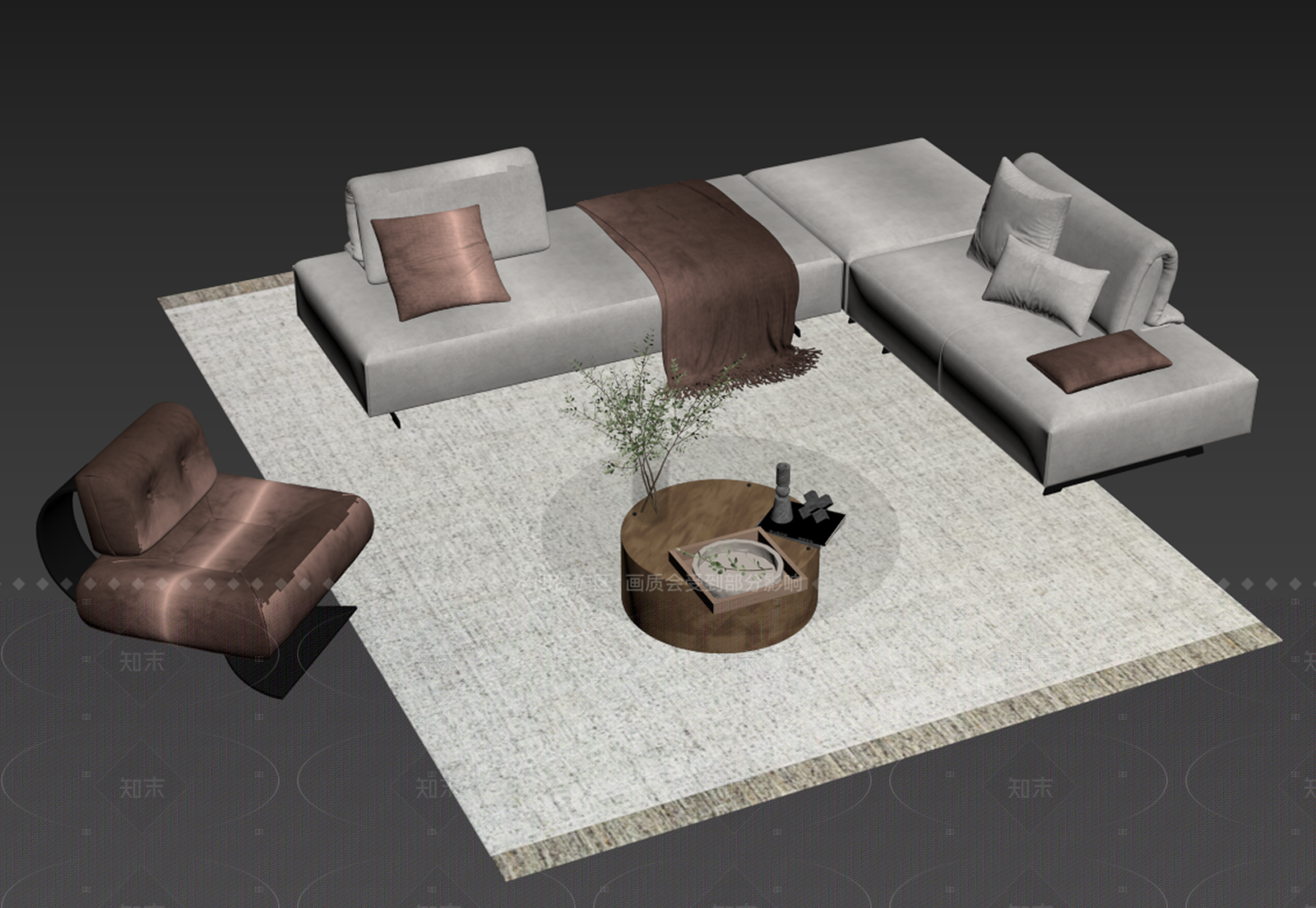 现代意式沙发组合3D模型下载【ID:1206138034】