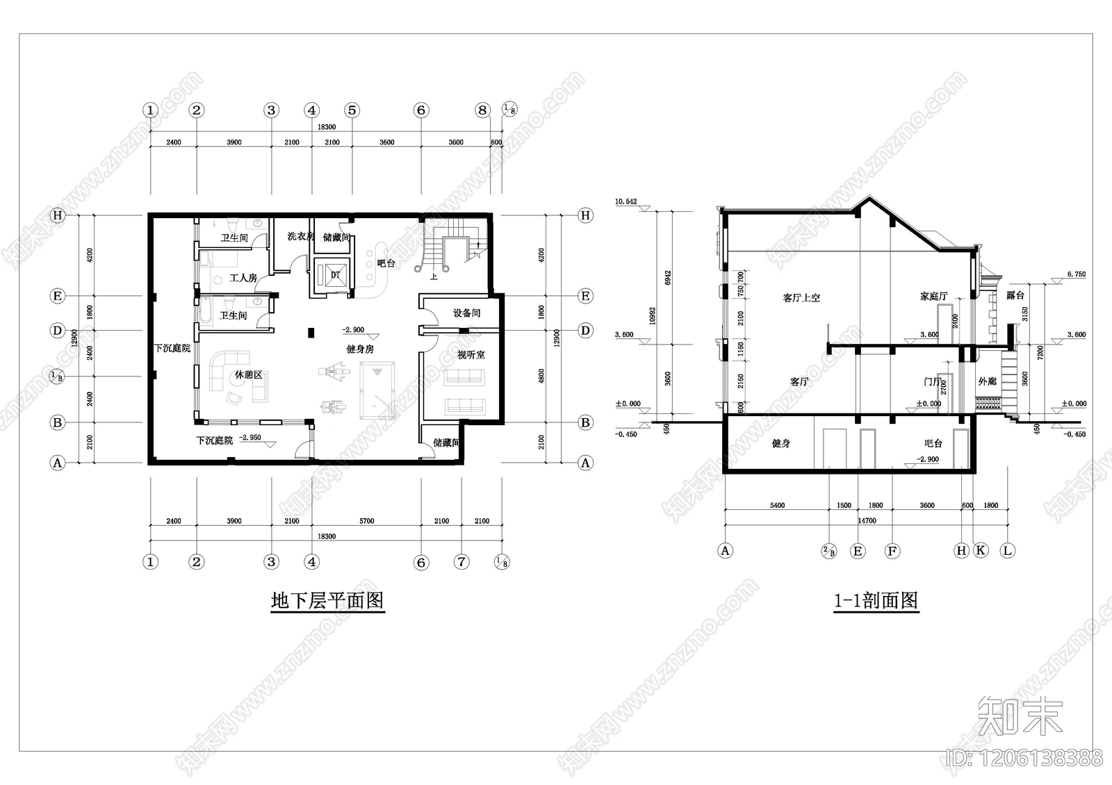 法式欧式别墅建筑cad施工图下载【ID:1206138388】