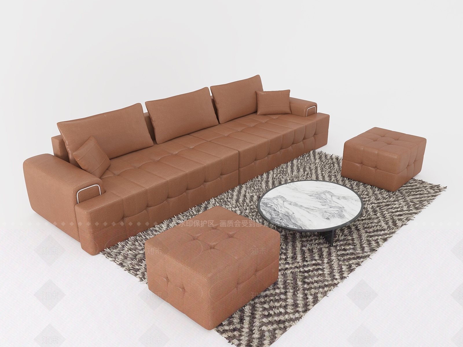 现代三人沙发3D模型下载【ID:1206140340】