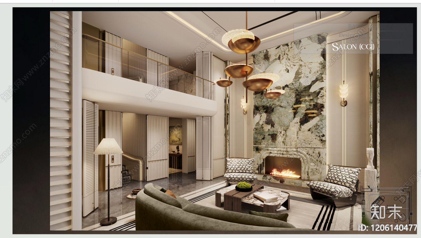 现代新中式样板间下载【ID:1206140477】