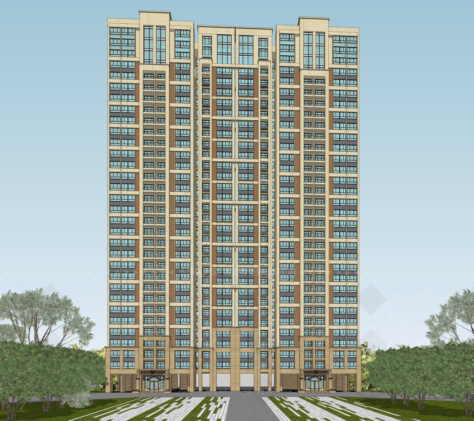 现代高层住宅SU模型下载【ID:1206146935】