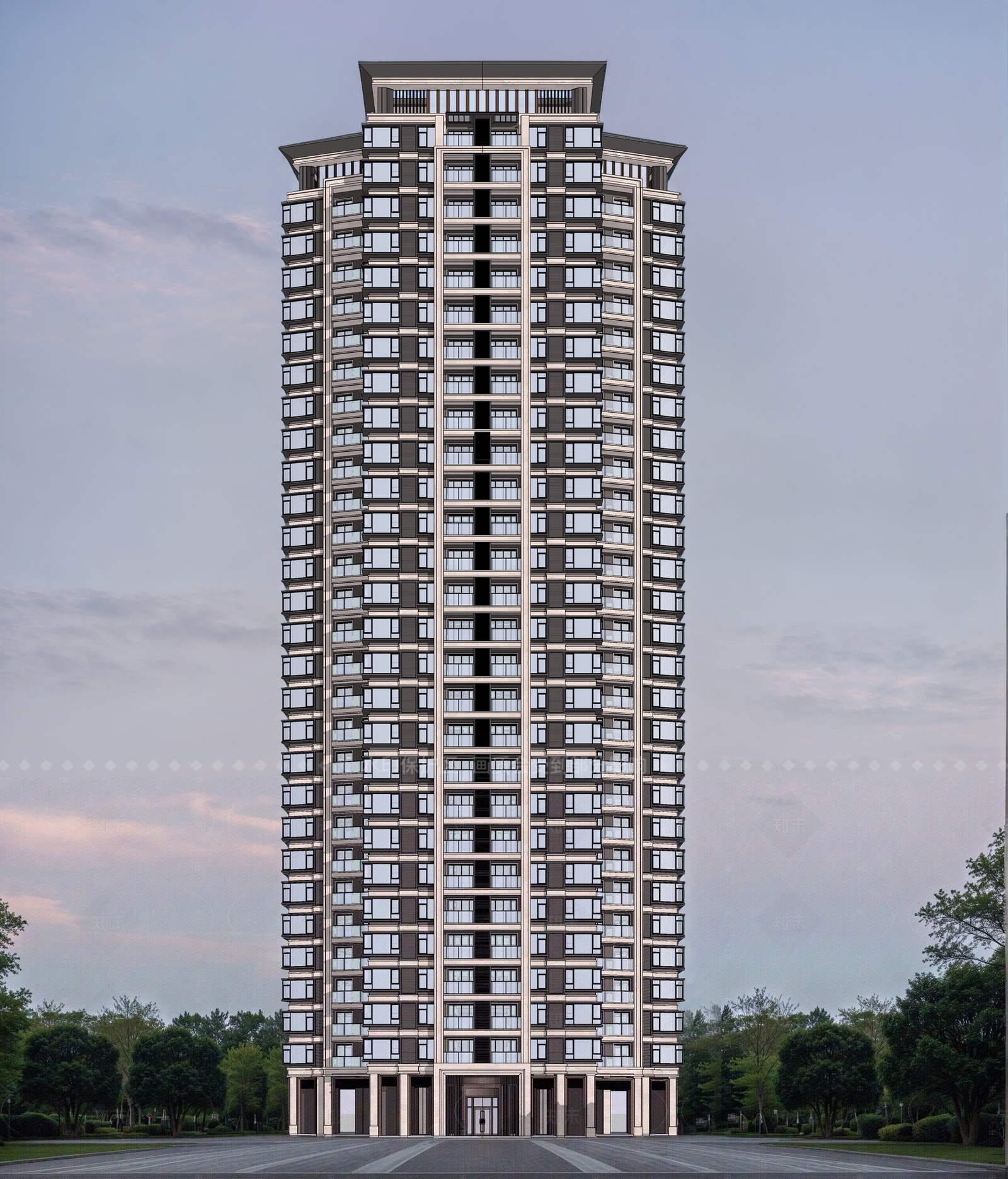 现代新中式高层住宅SU模型下载【ID:1206146968】