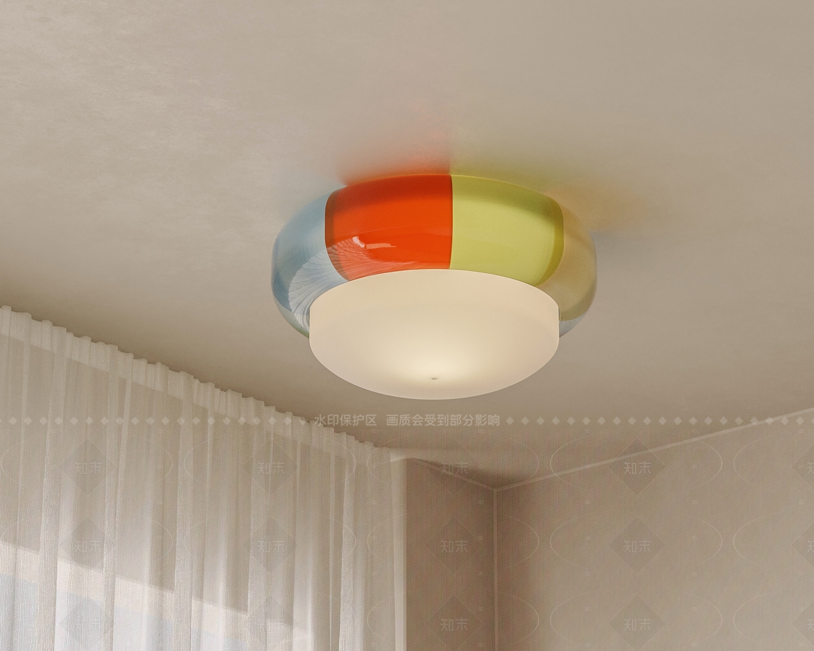 现代极简儿童房吸顶灯3D模型下载【ID:1206148593】