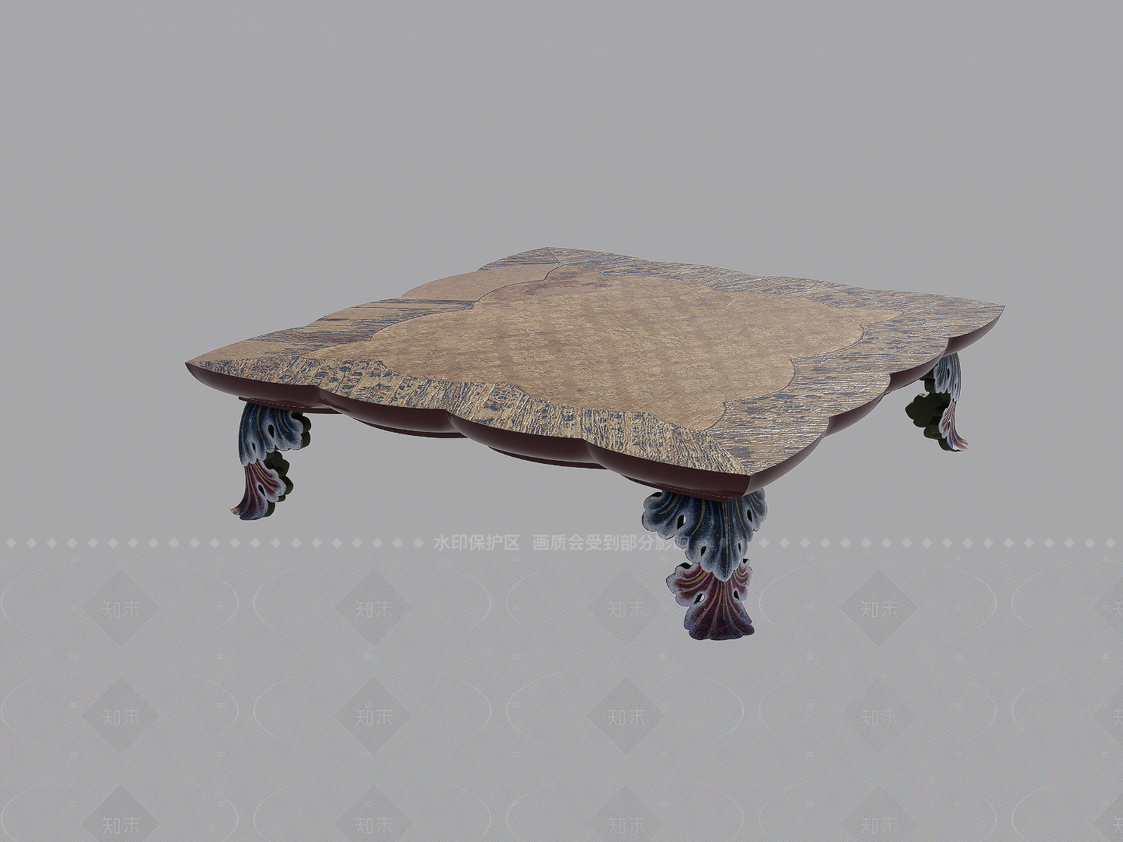 中式复古餐桌SU模型下载【ID:1206148639】