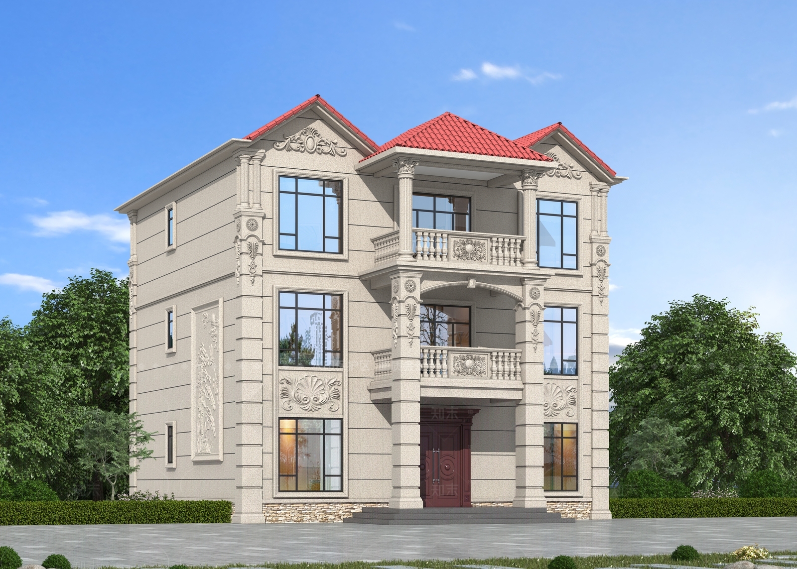 欧式简约独栋别墅3D模型下载【ID:1206150241】