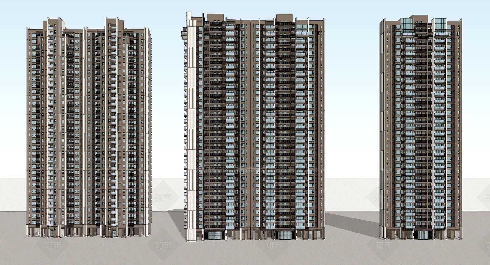 现代高层住宅SU模型下载【ID:1206150293】