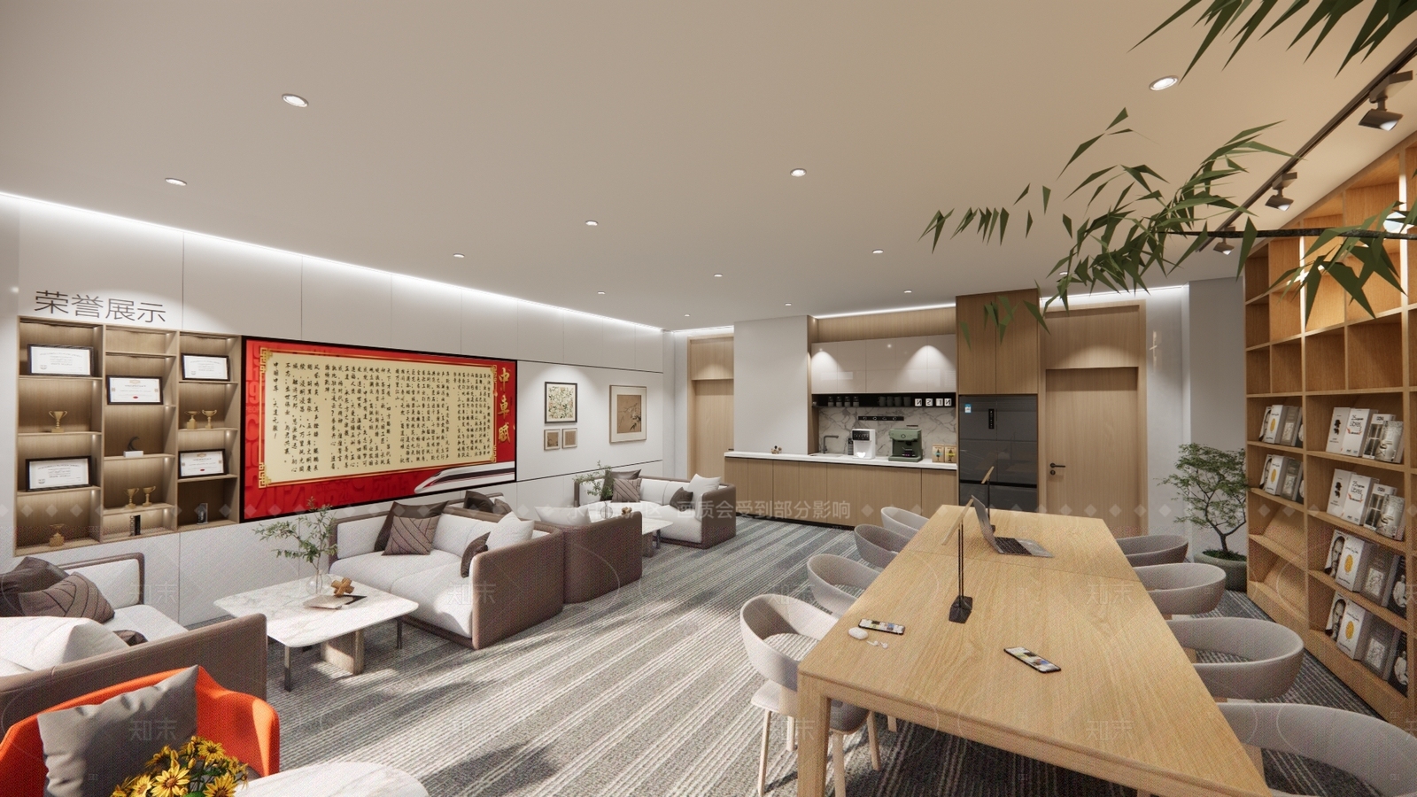 现代中式书房SU模型下载【ID:1206566444】