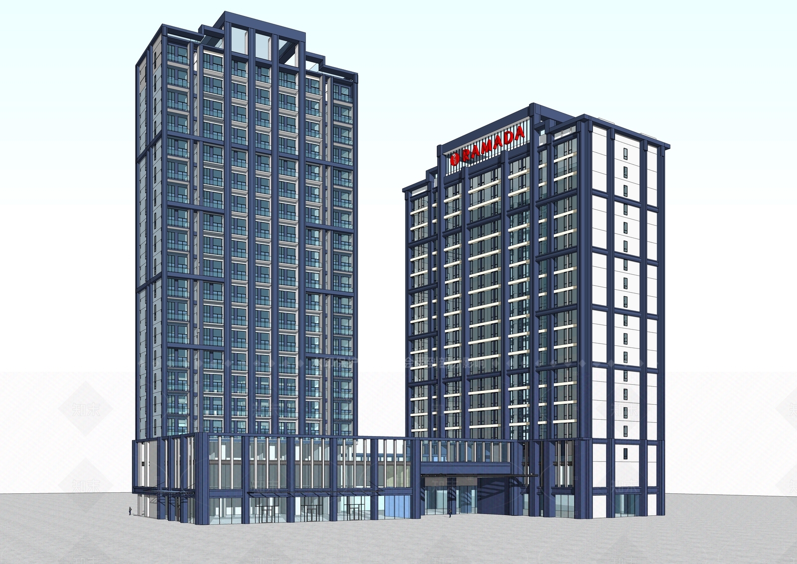 现代酒店建筑SU模型下载【ID:1206155592】