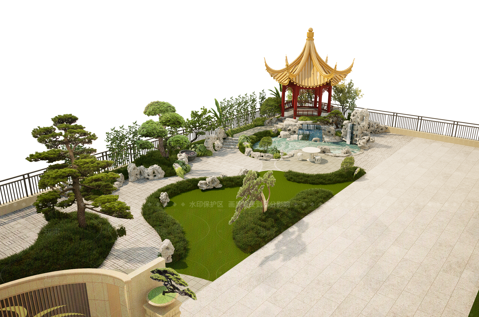 中式新中式别墅庭院SU模型下载【ID:1206157381】