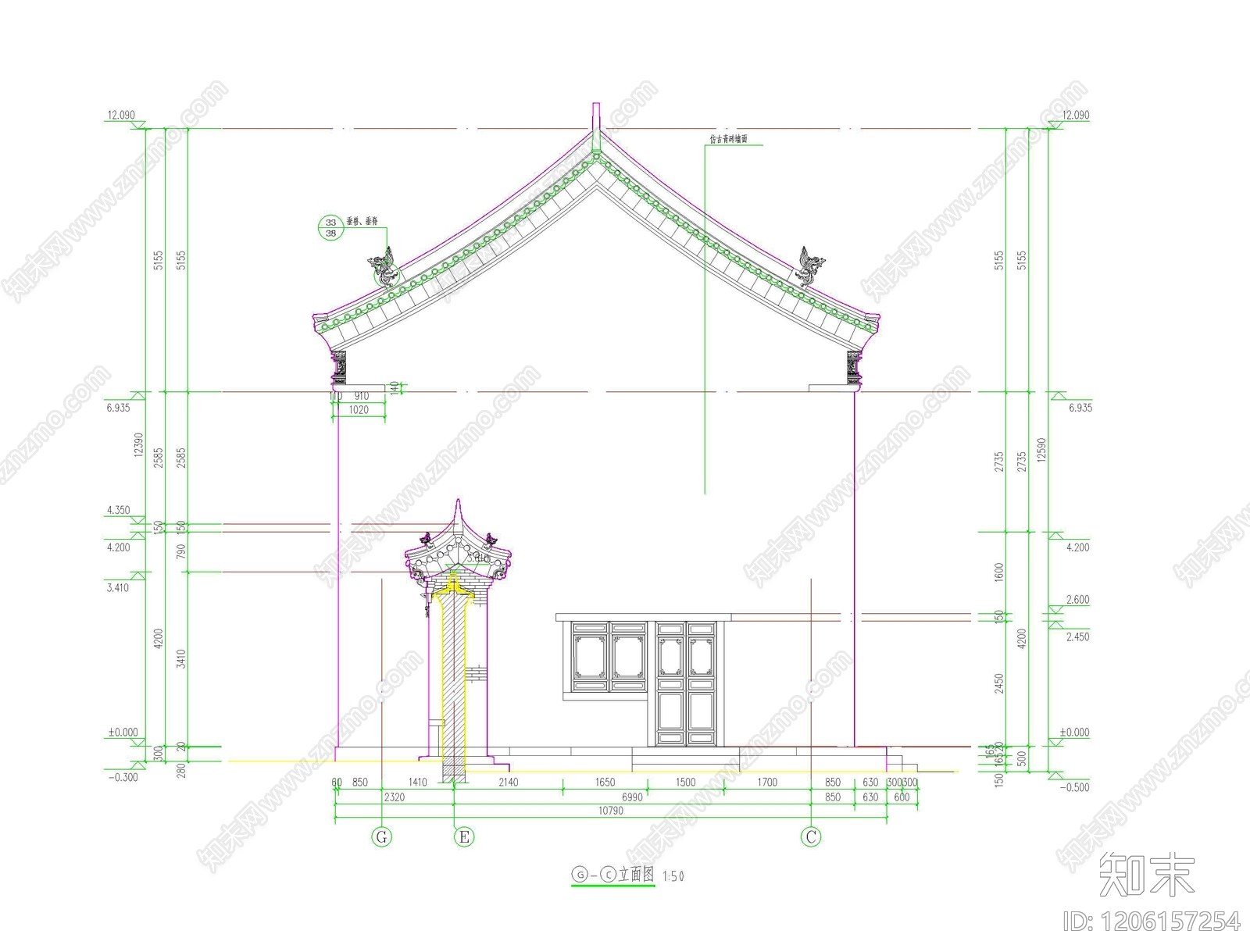 中式复古商业街cad施工图下载【ID:1206157254】