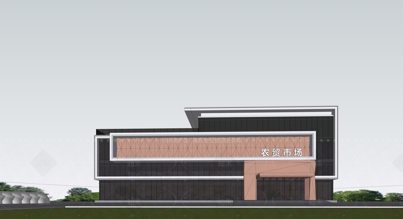 现代简约商业街SU模型下载【ID:1206161072】