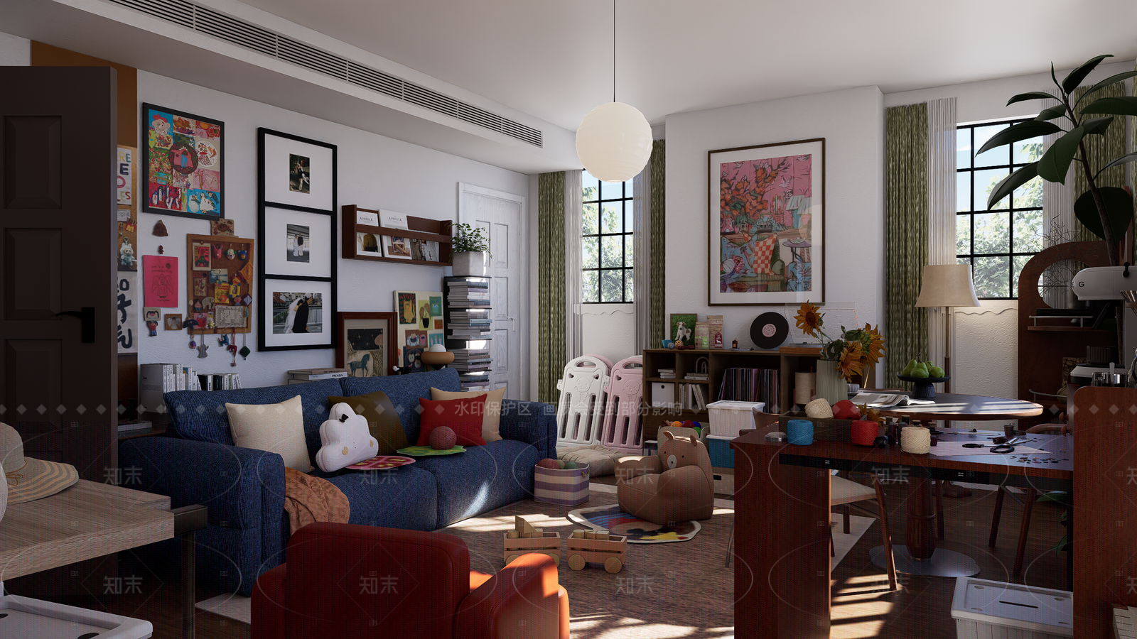 中古现代小户型客厅SU模型下载【ID:1206162360】