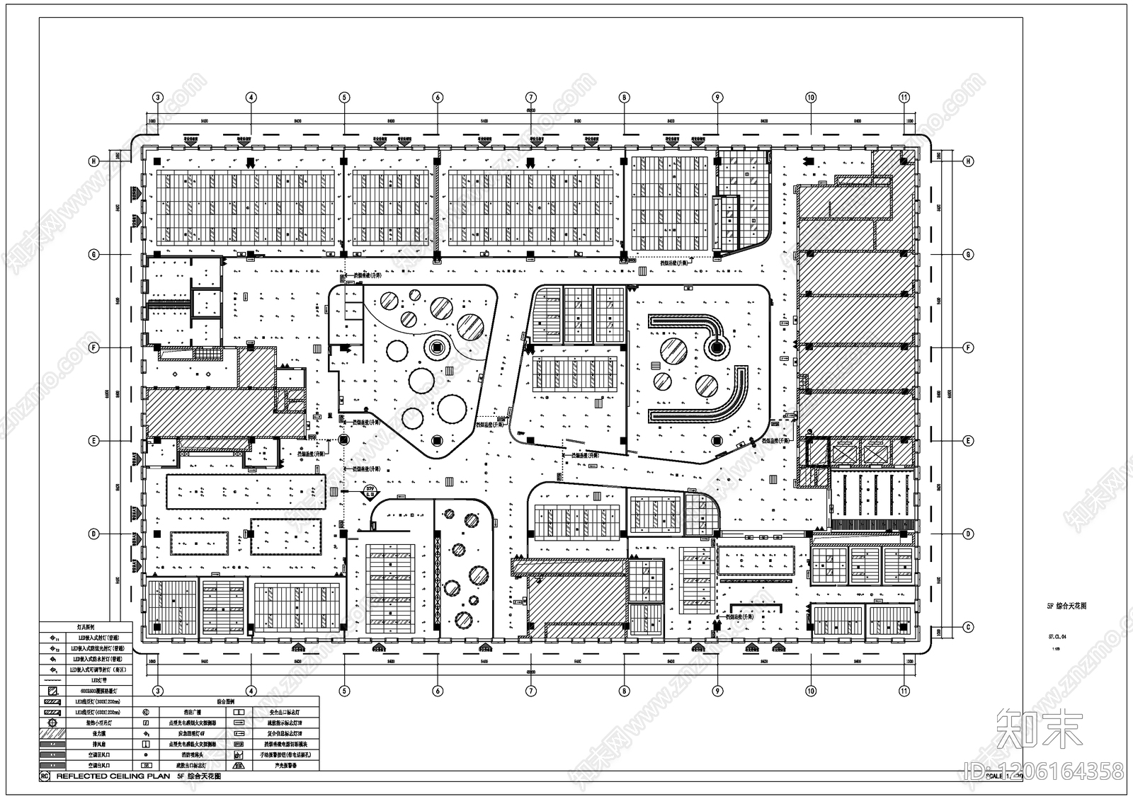 现代开放办公室cad施工图下载【ID:1206164358】