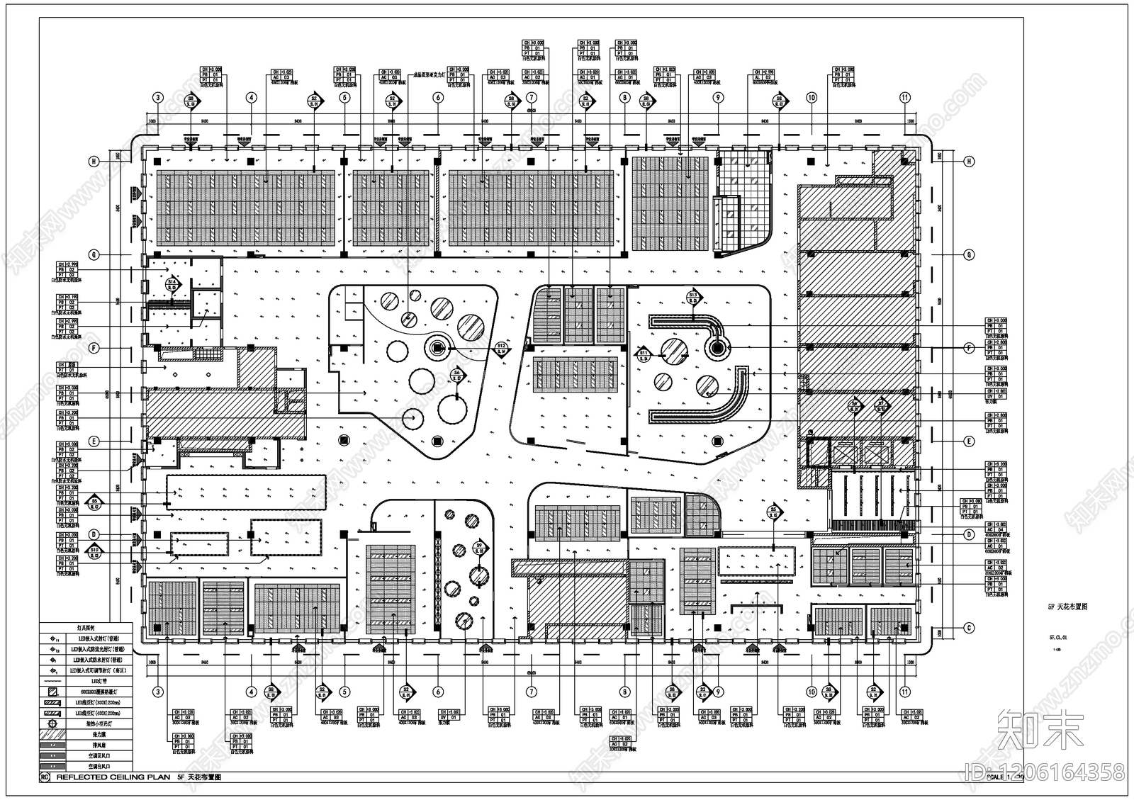 现代开放办公室cad施工图下载【ID:1206164358】