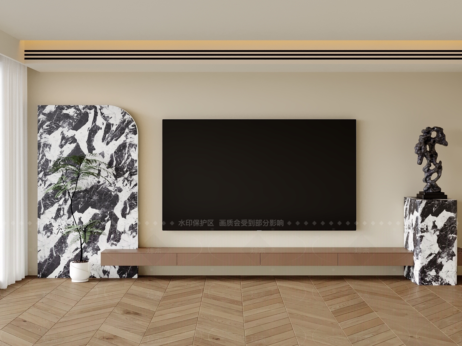 现代中古电视背景墙3D模型下载【ID:1206165403】