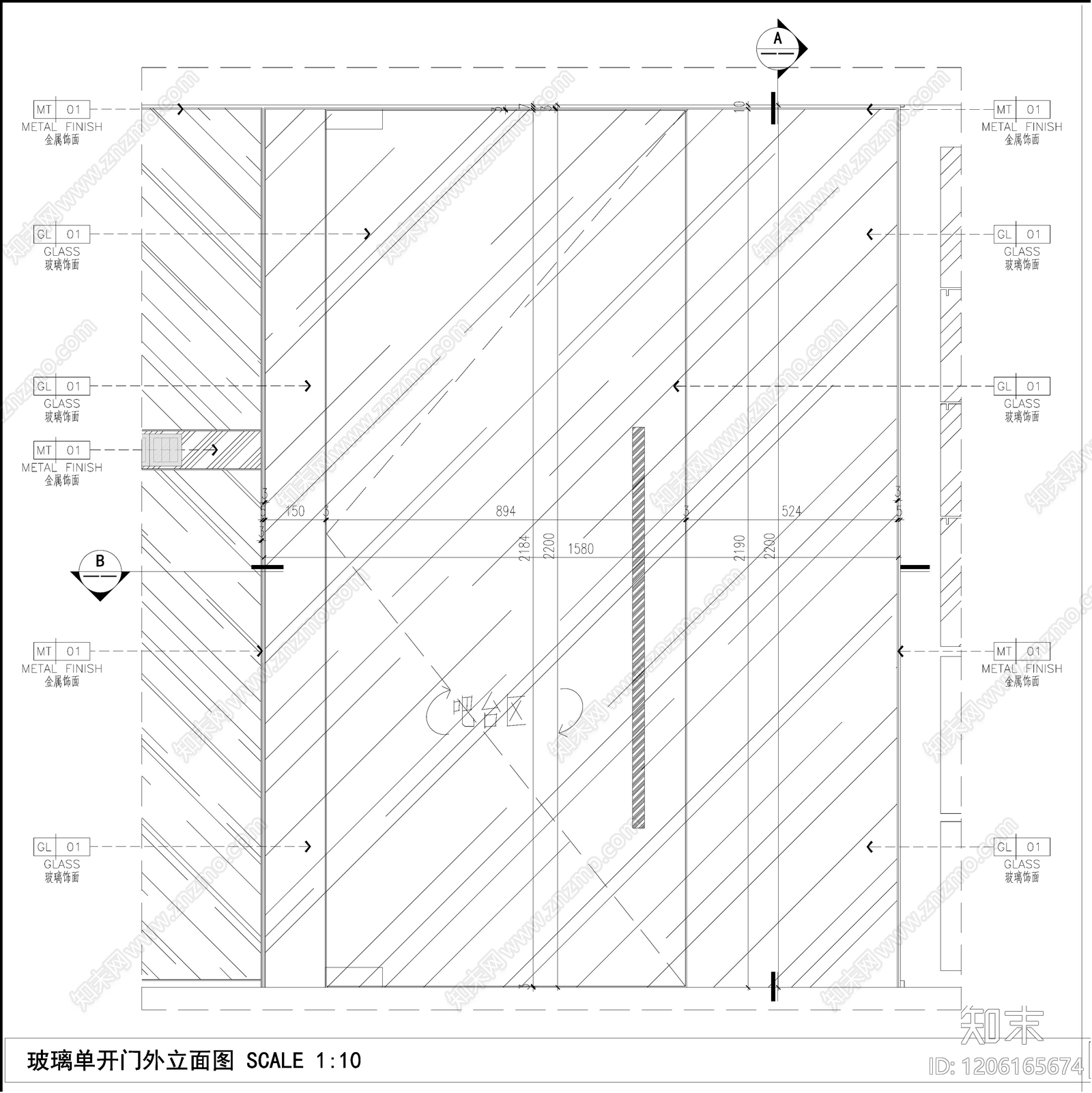玻璃门节点cad施工图下载【ID:1206165674】