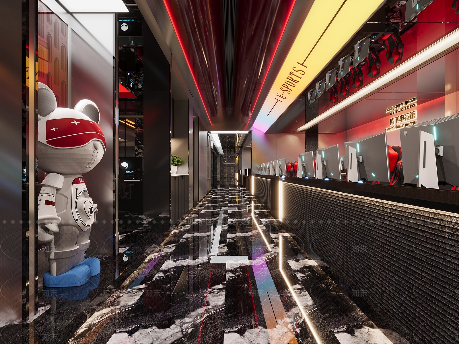 现代轻奢网吧网咖3D模型下载【ID:1206172129】