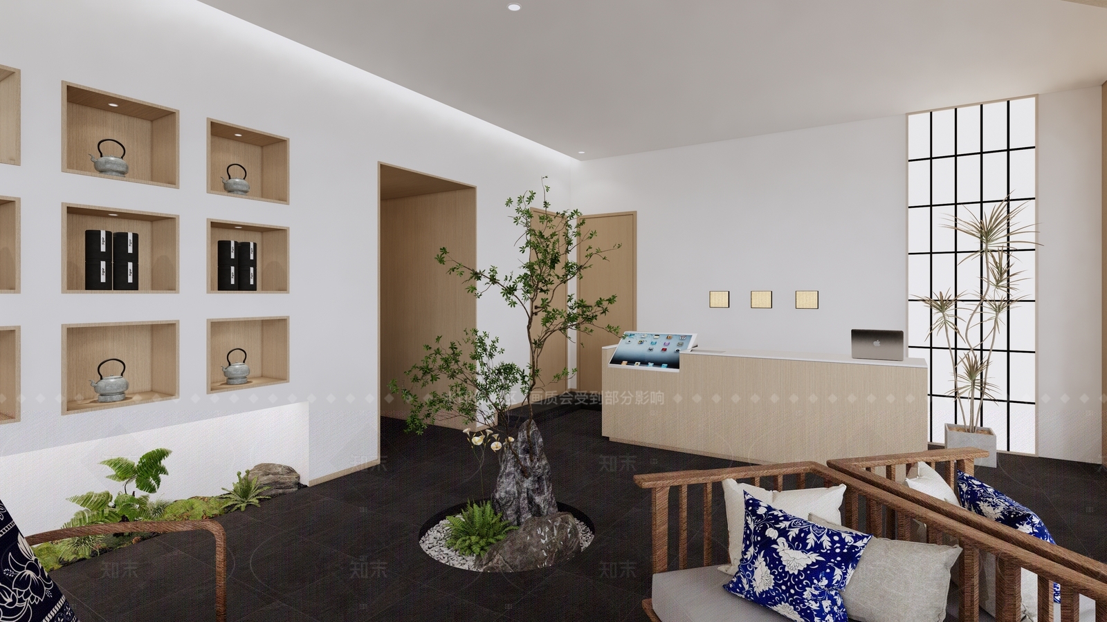 新中式酒店大堂SU模型下载【ID:1206172333】