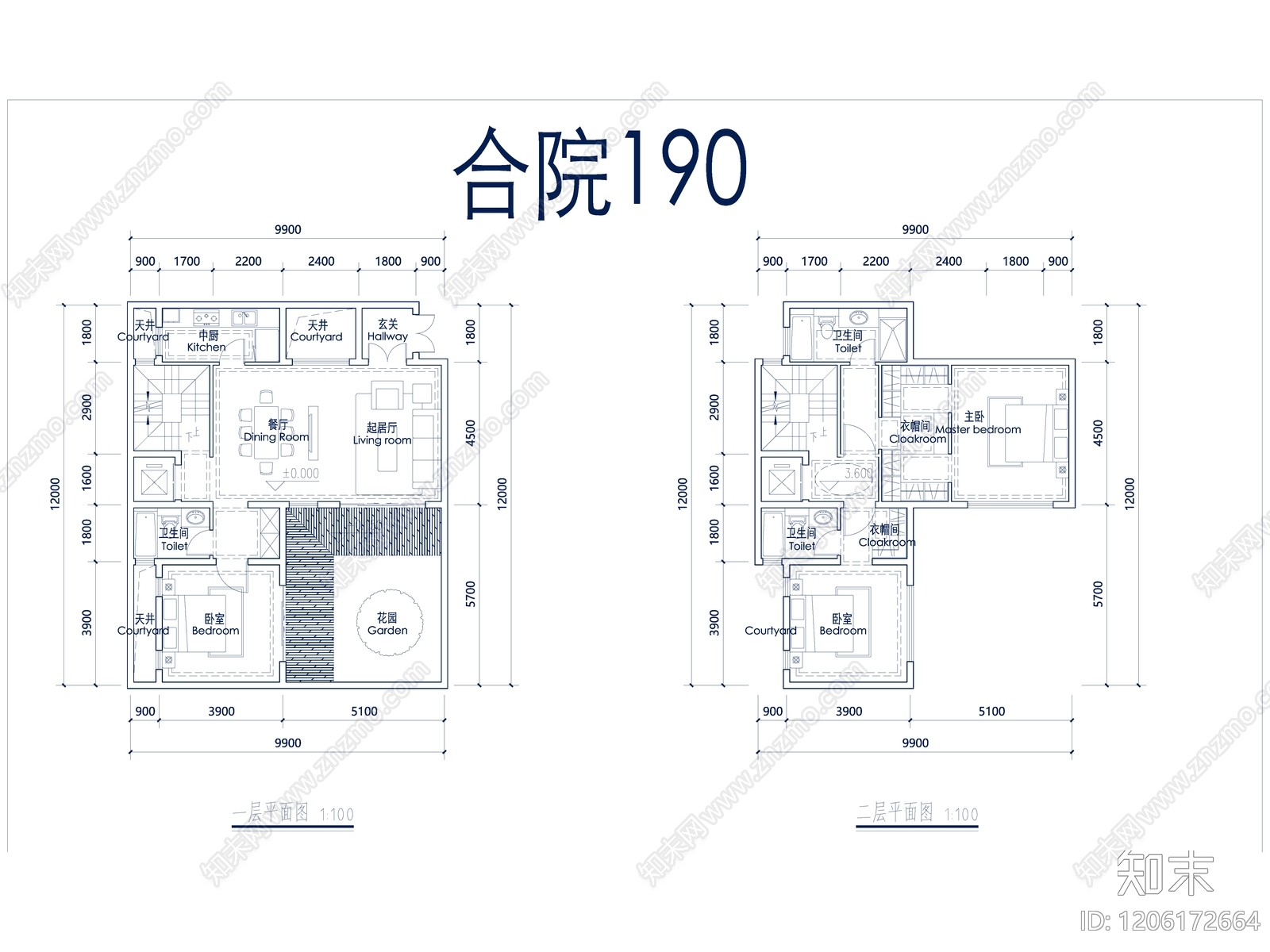 现代别墅建筑cad施工图下载【ID:1206172664】
