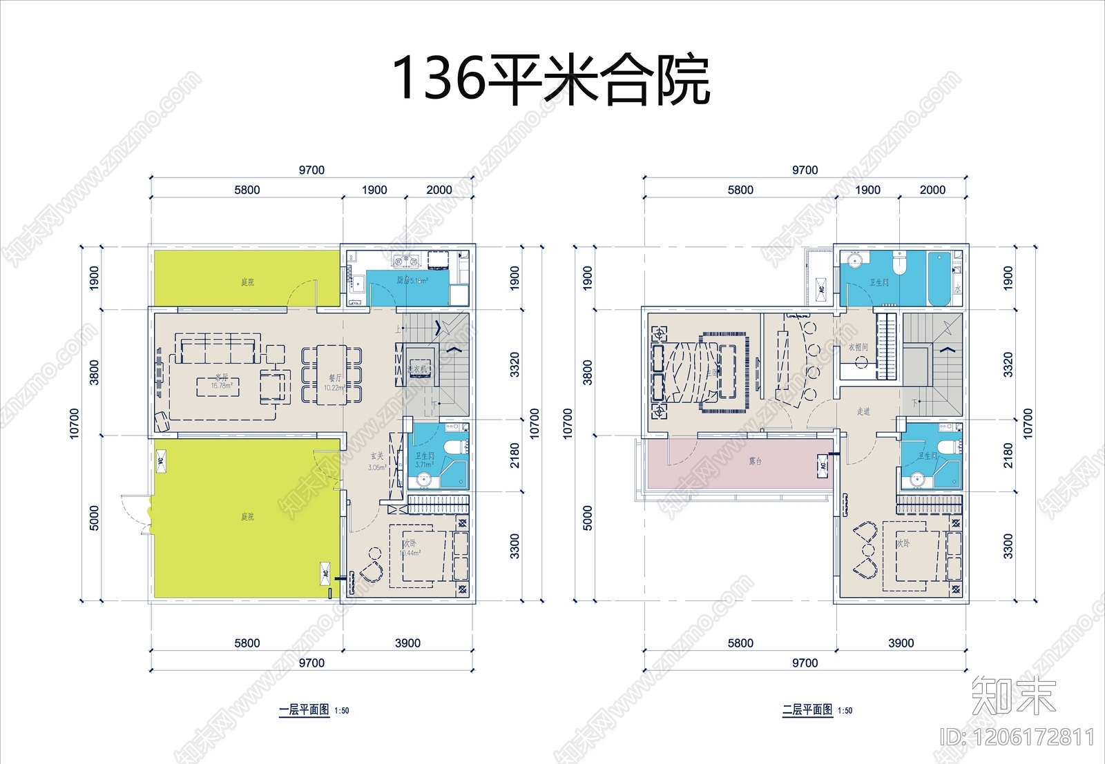 现代别墅建筑cad施工图下载【ID:1206172811】