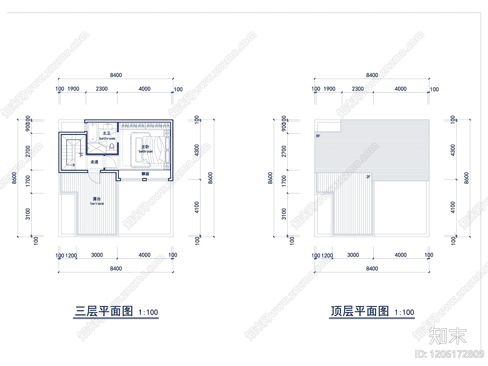 现代别墅建筑cad施工图下载【ID:1206172809】