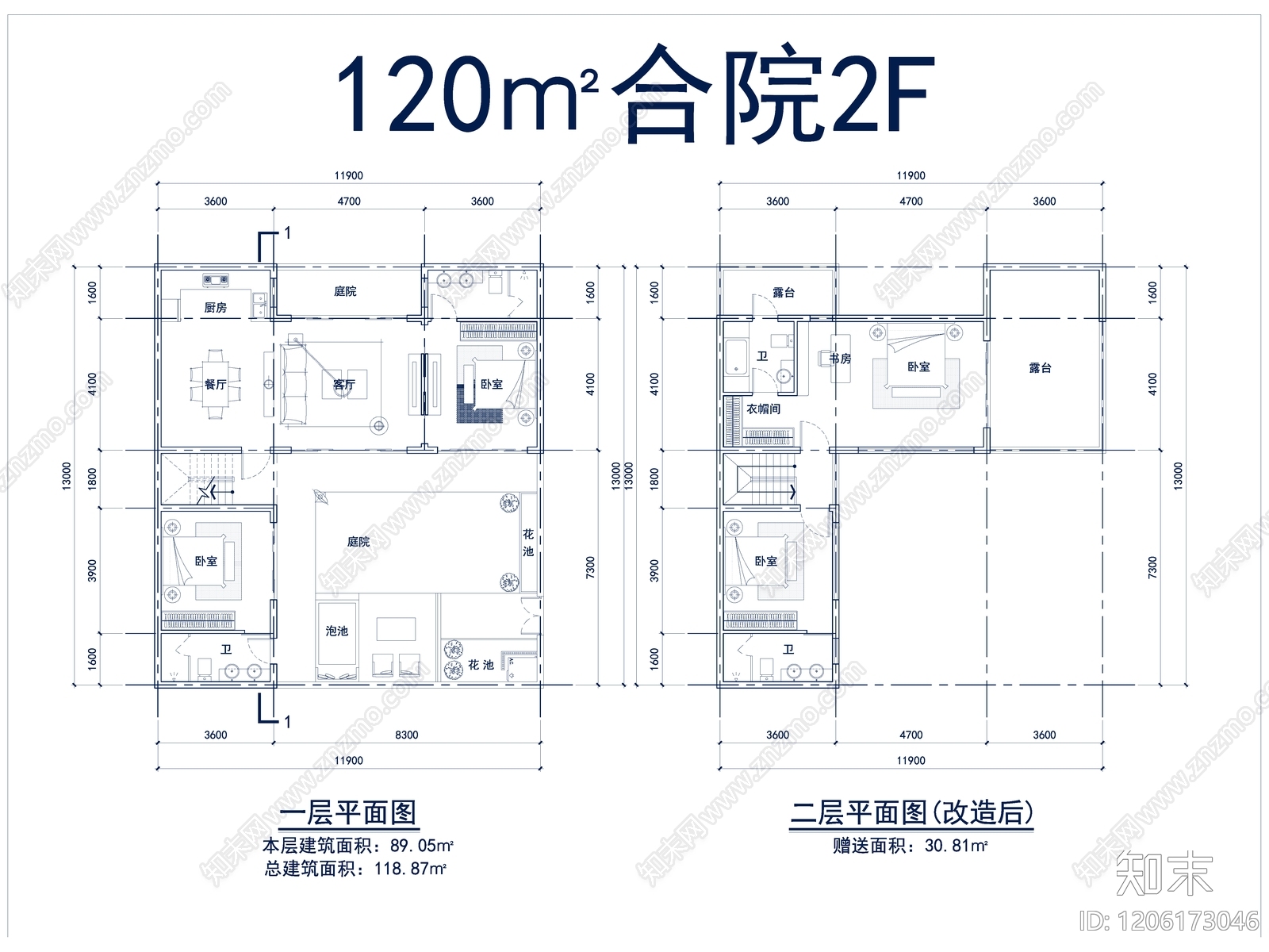 现代别墅建筑cad施工图下载【ID:1206173046】