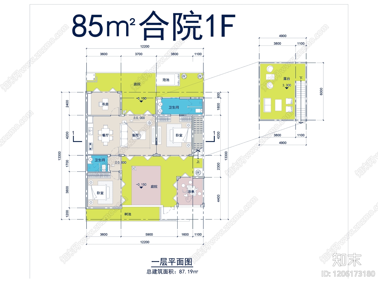 现代别墅建筑cad施工图下载【ID:1206173180】