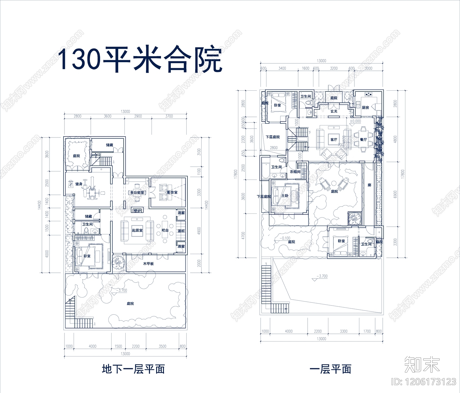现代别墅建筑cad施工图下载【ID:1206173123】