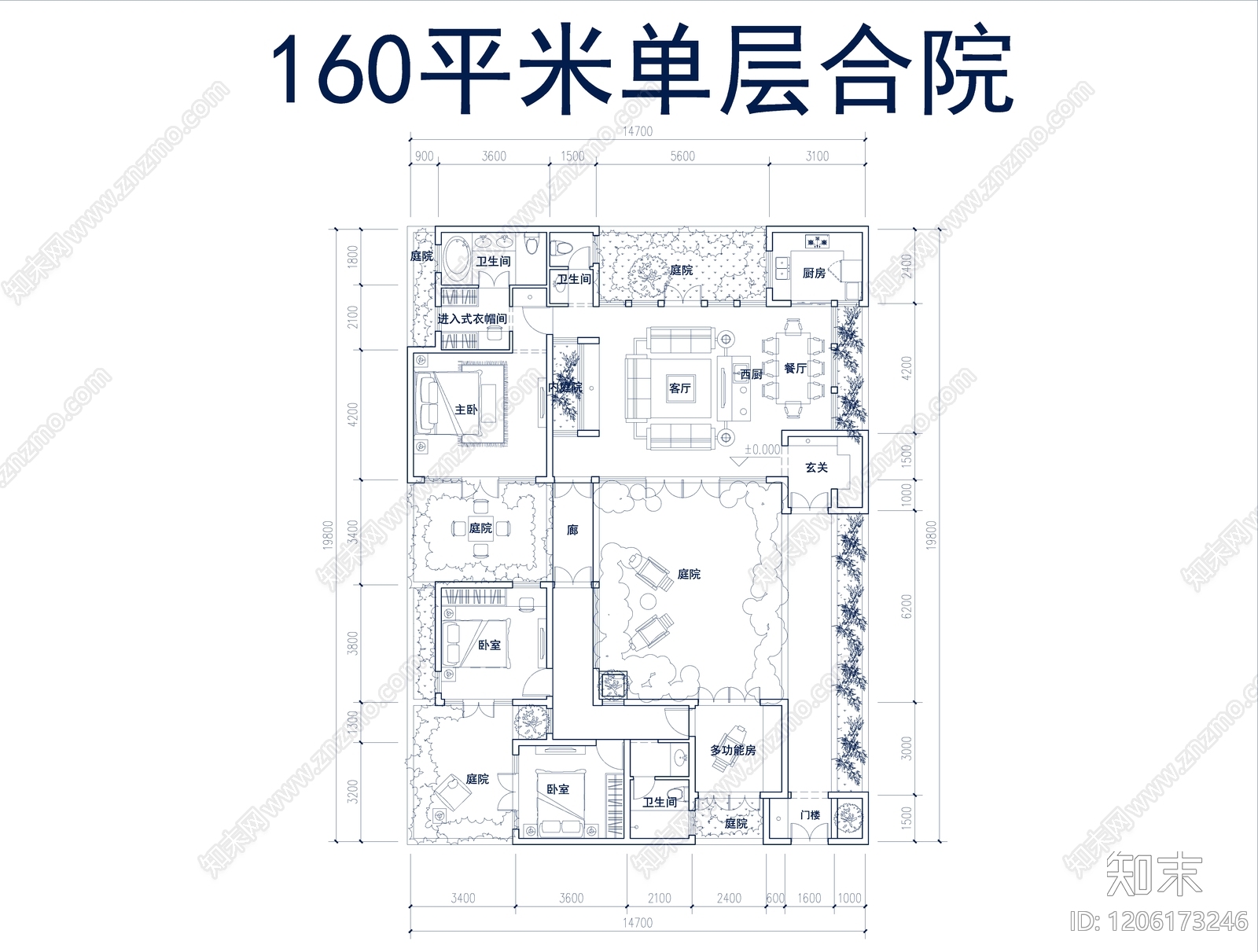 现代别墅建筑cad施工图下载【ID:1206173246】