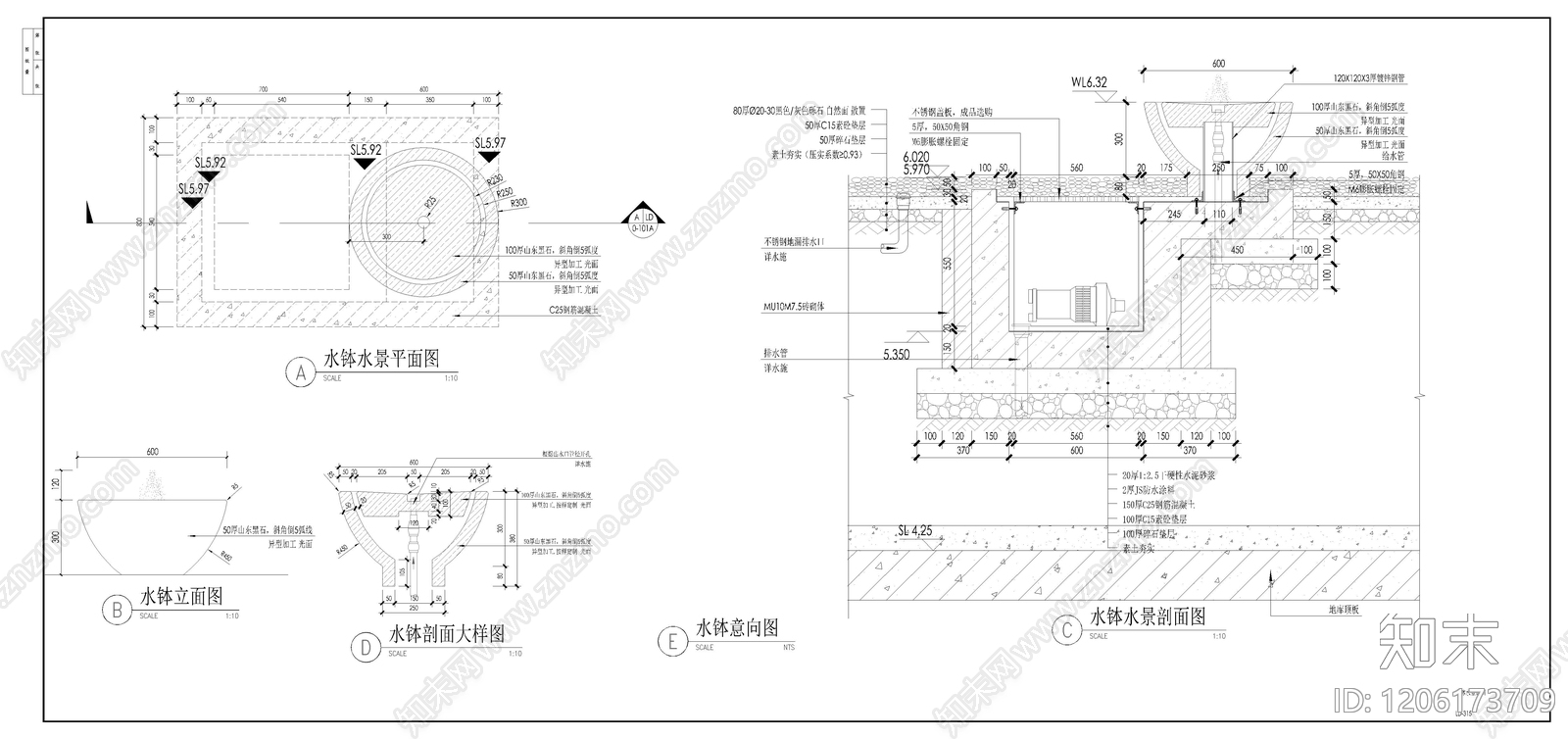 景观节点cad施工图下载【ID:1206173709】
