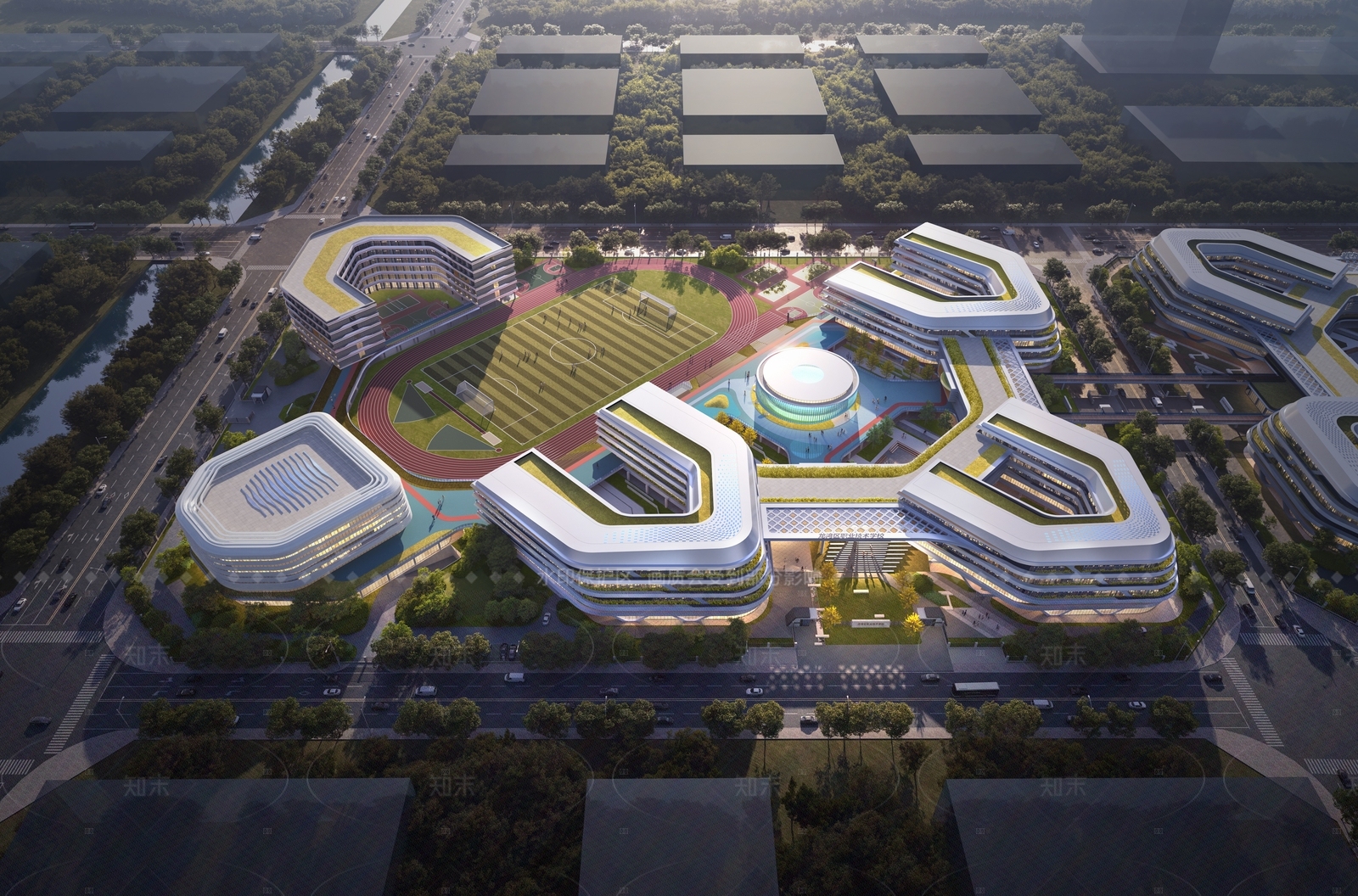 现代极简学校建筑SU模型下载【ID:1206173939】