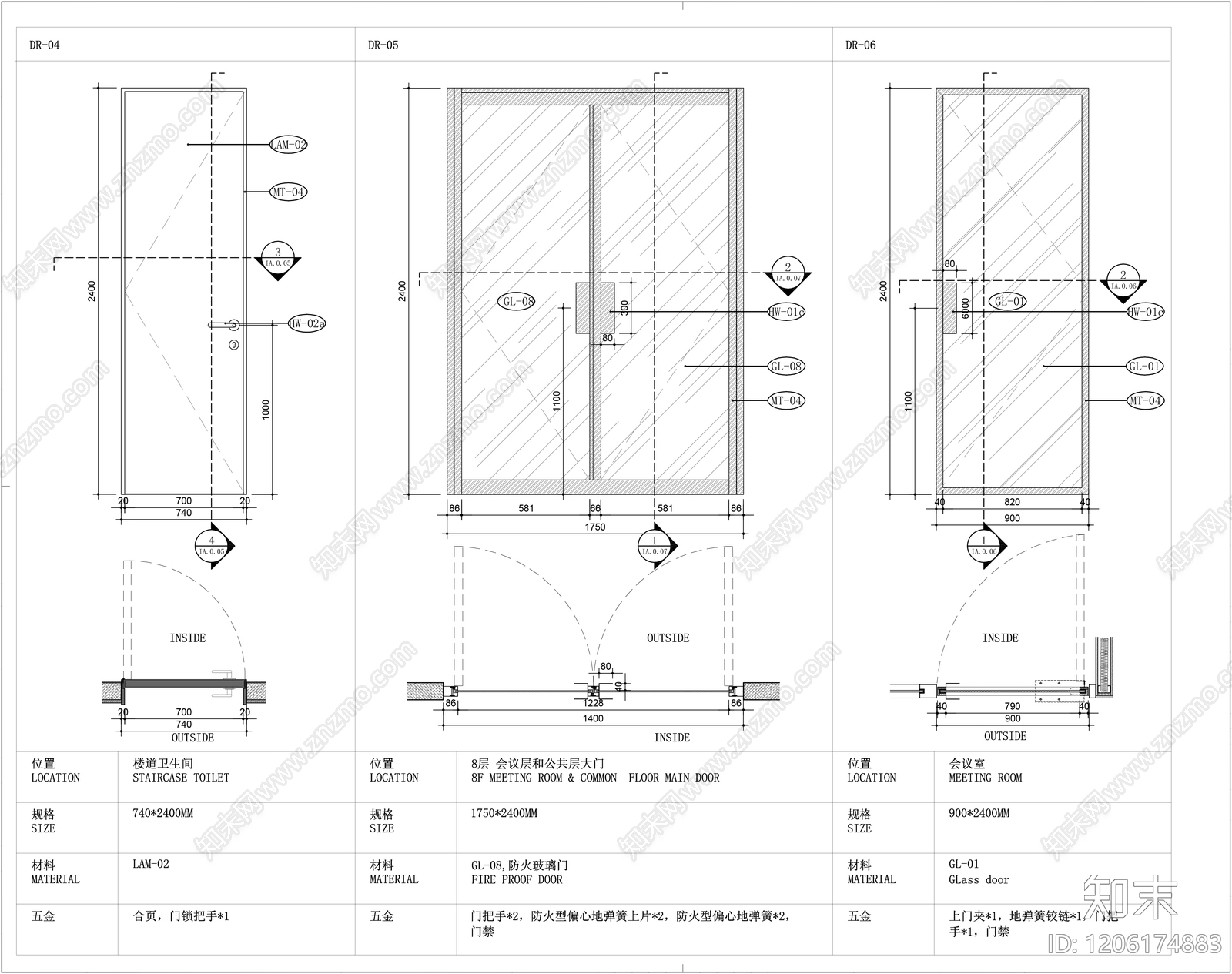 现代门cad施工图下载【ID:1206174883】