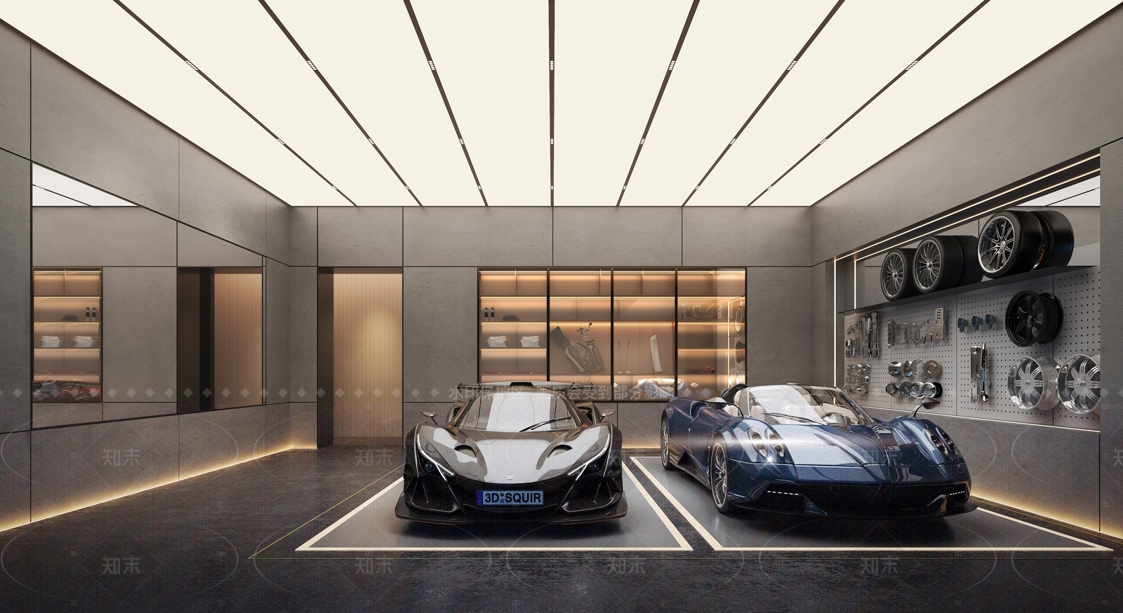 现代地下车库3D模型下载【ID:1206179507】