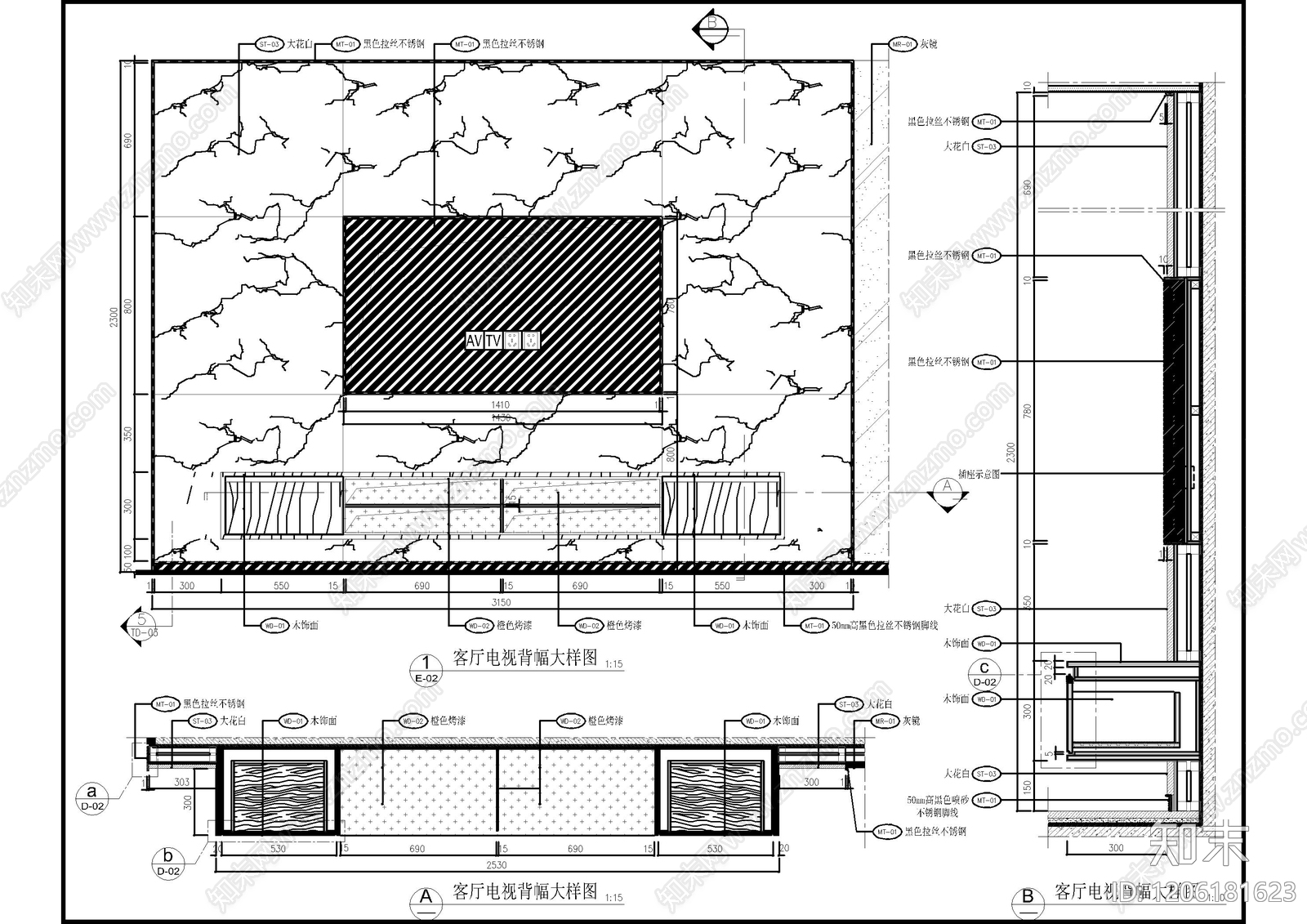 背景墙节点施工图下载【ID:1206181623】