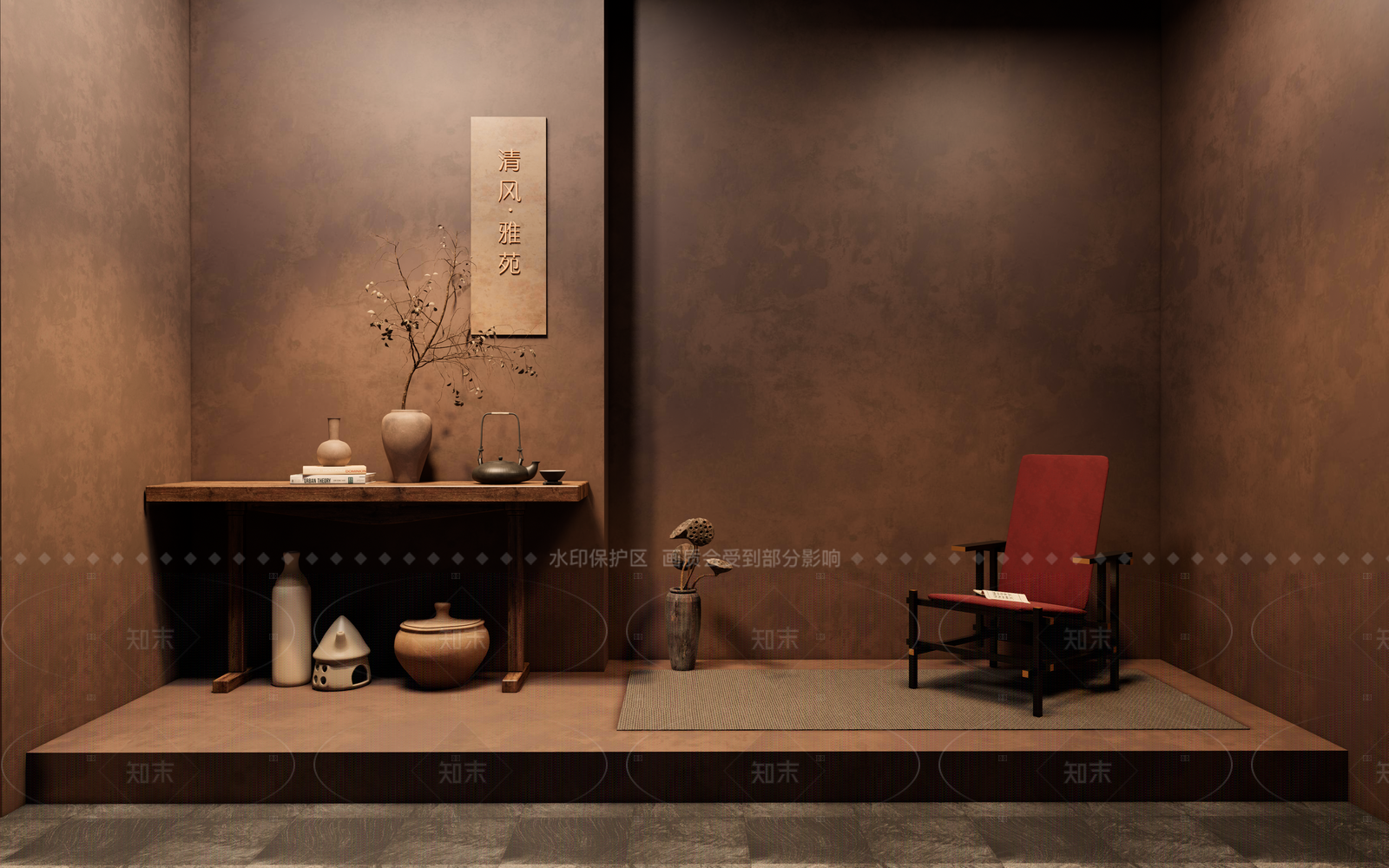 侘寂中式茶室SU模型下载【ID:1206197017】