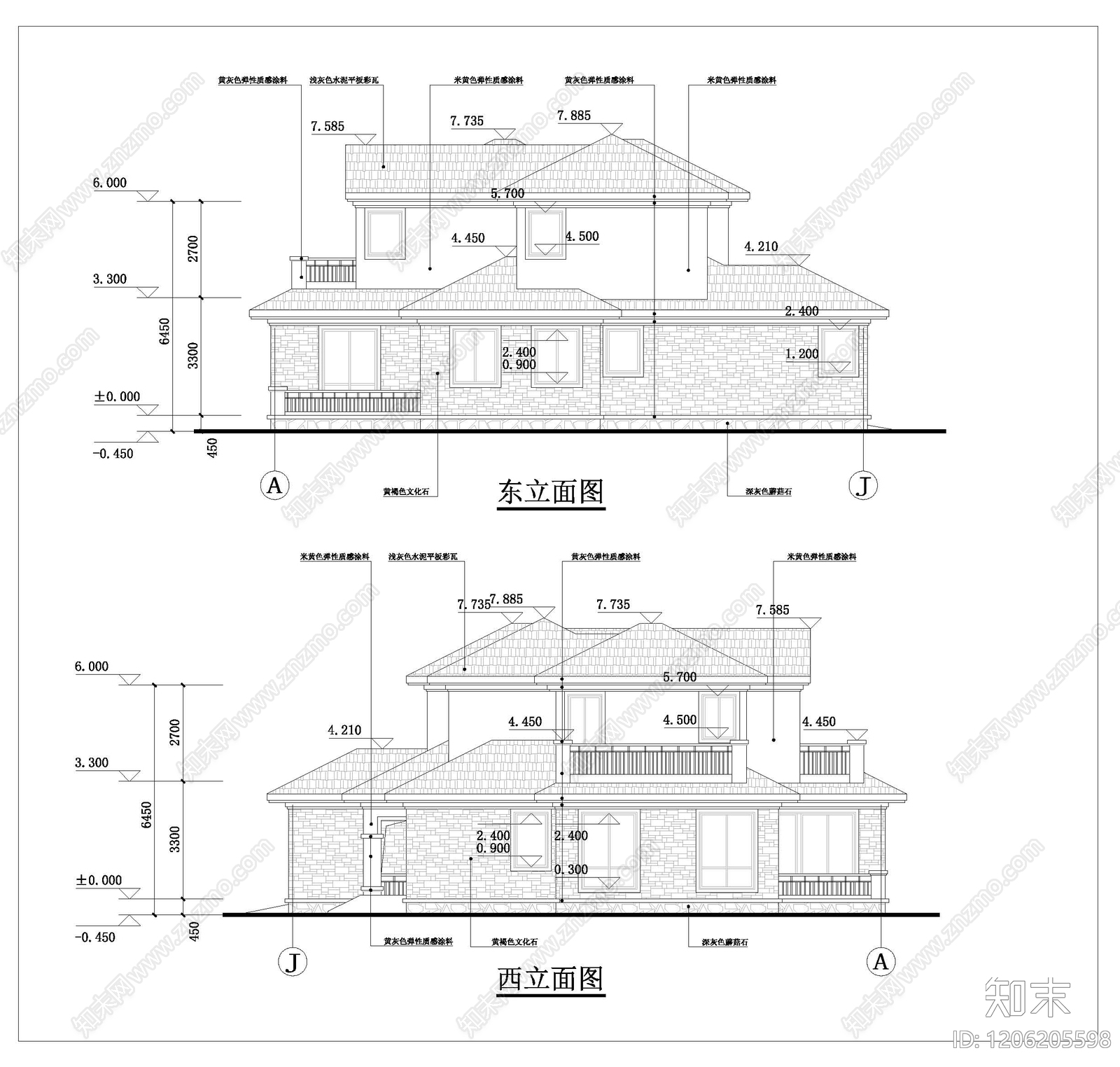 美式轻奢别墅建筑cad施工图下载【ID:1206205598】