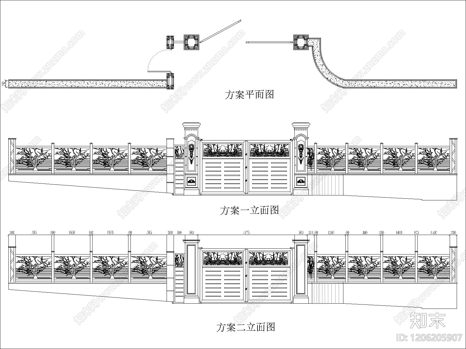 简欧庭院cad施工图下载【ID:1206205907】