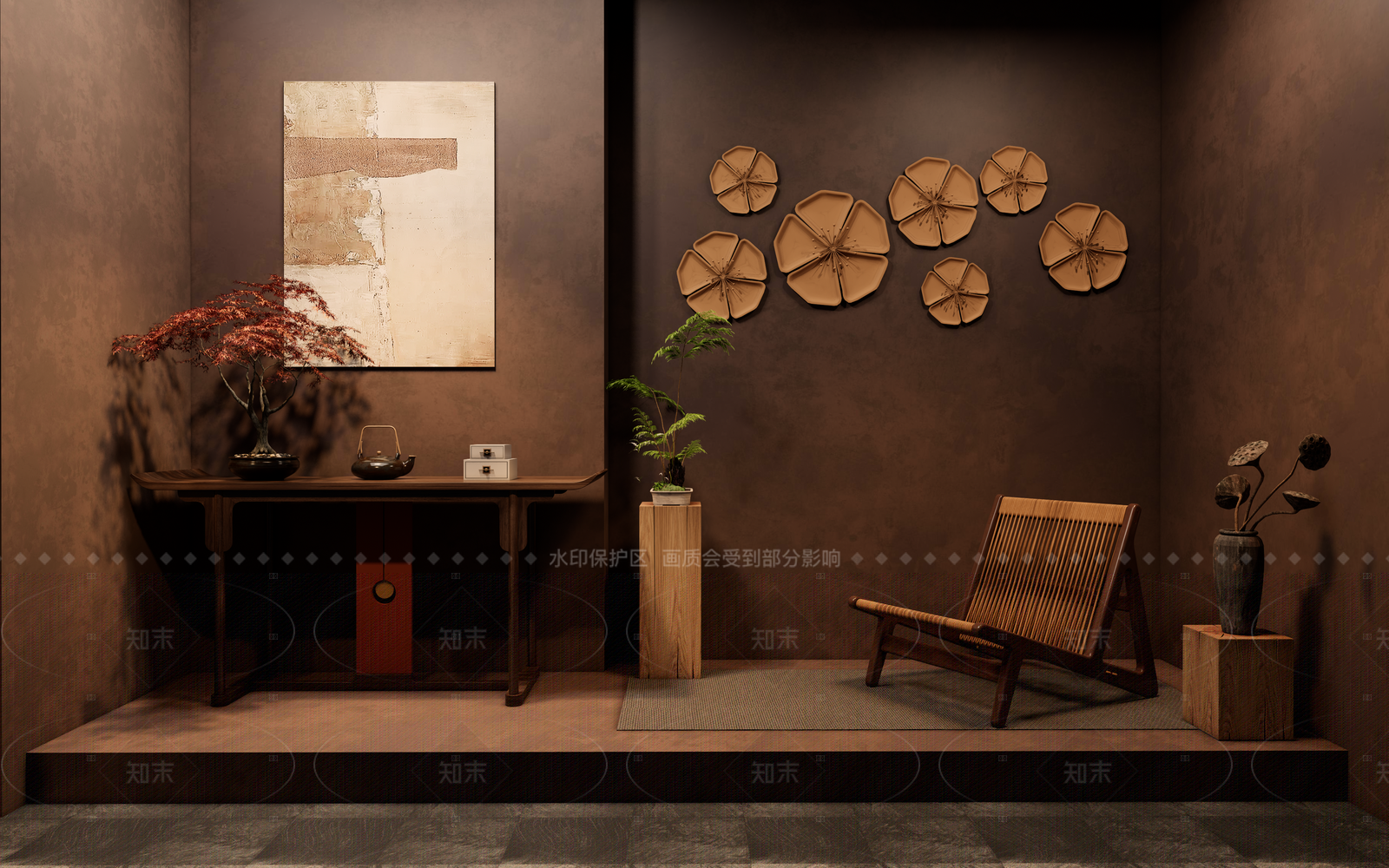 复古侘寂茶室SU模型下载【ID:1206207229】