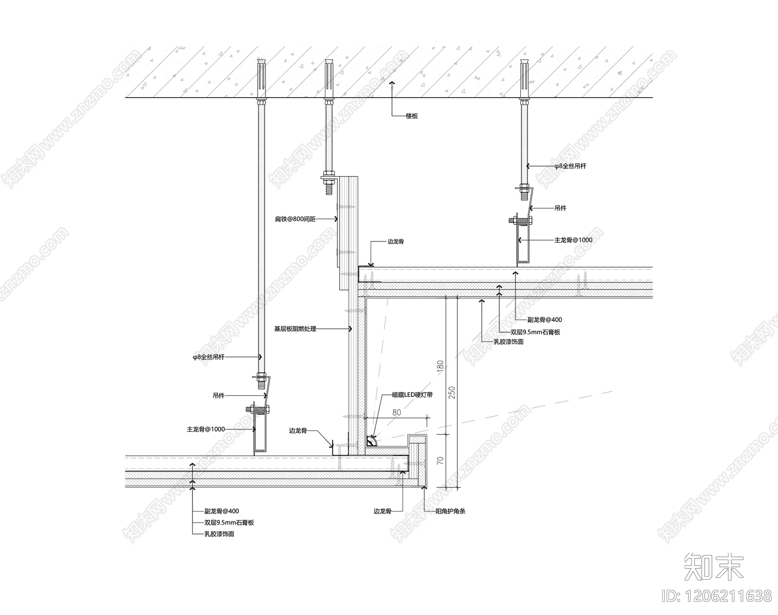 吊顶节点施工图下载【ID:1206211638】