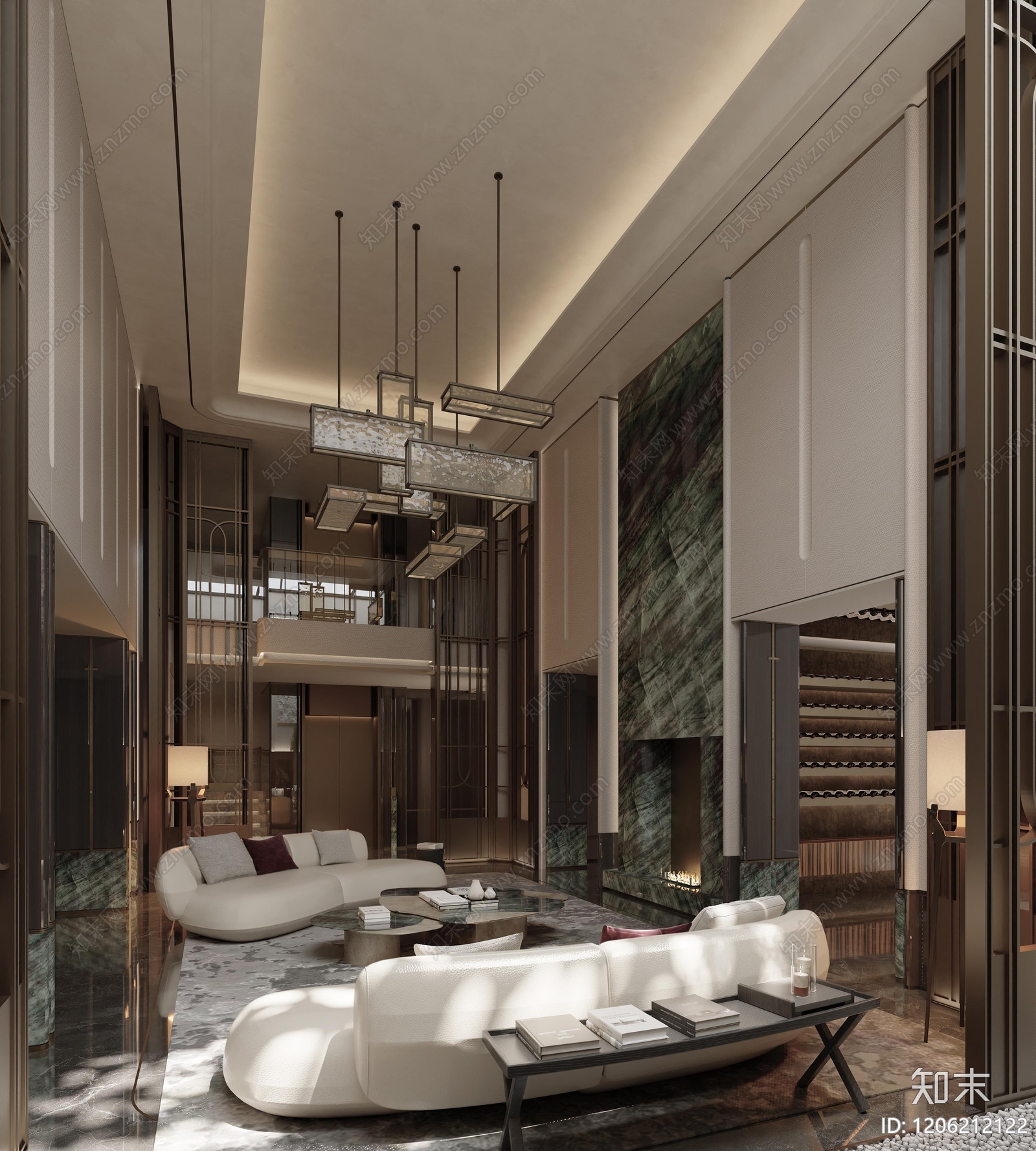 现代新中式别墅下载【ID:1206212122】