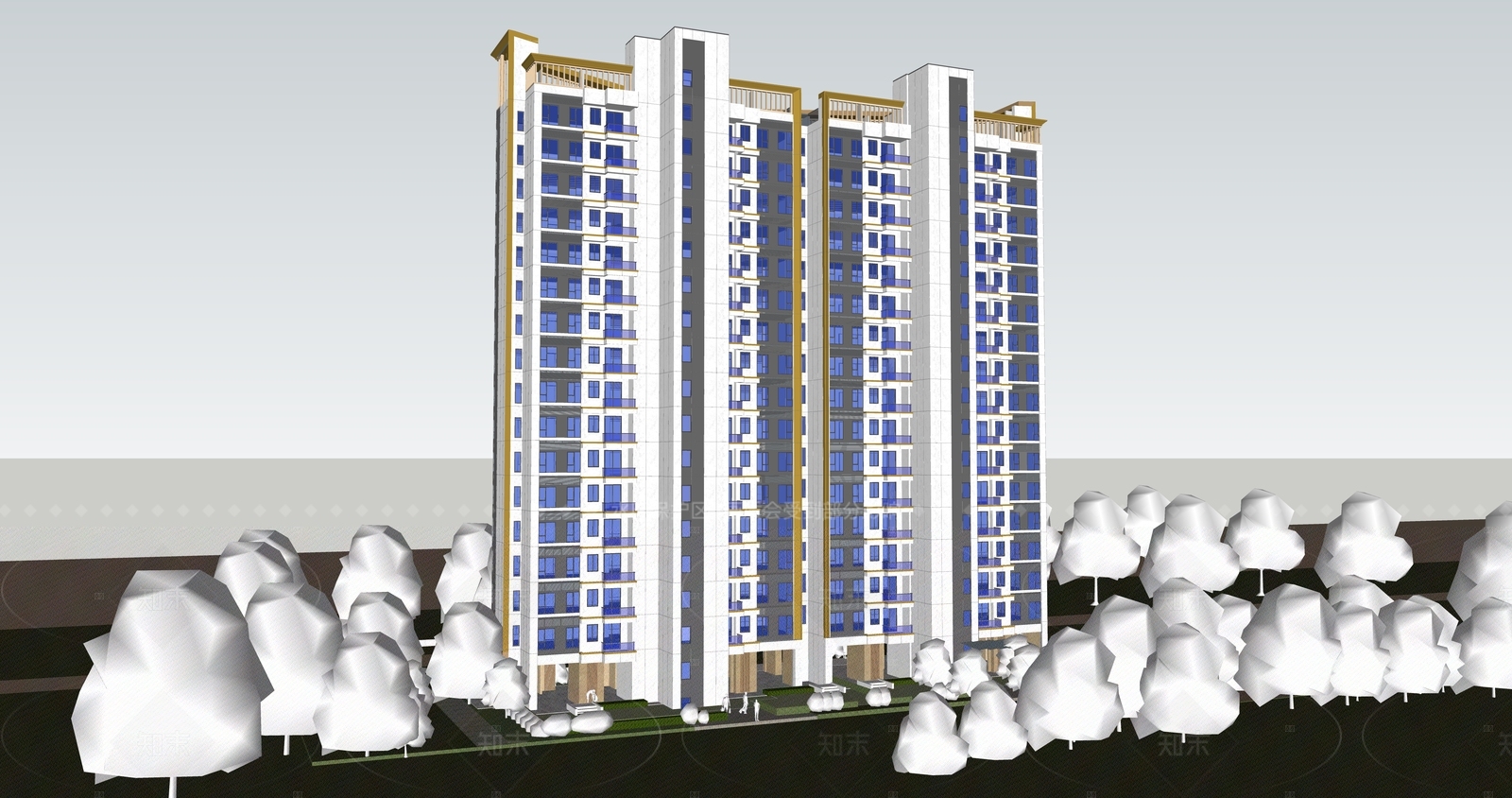 现代高层住宅SU模型下载【ID:1206212920】