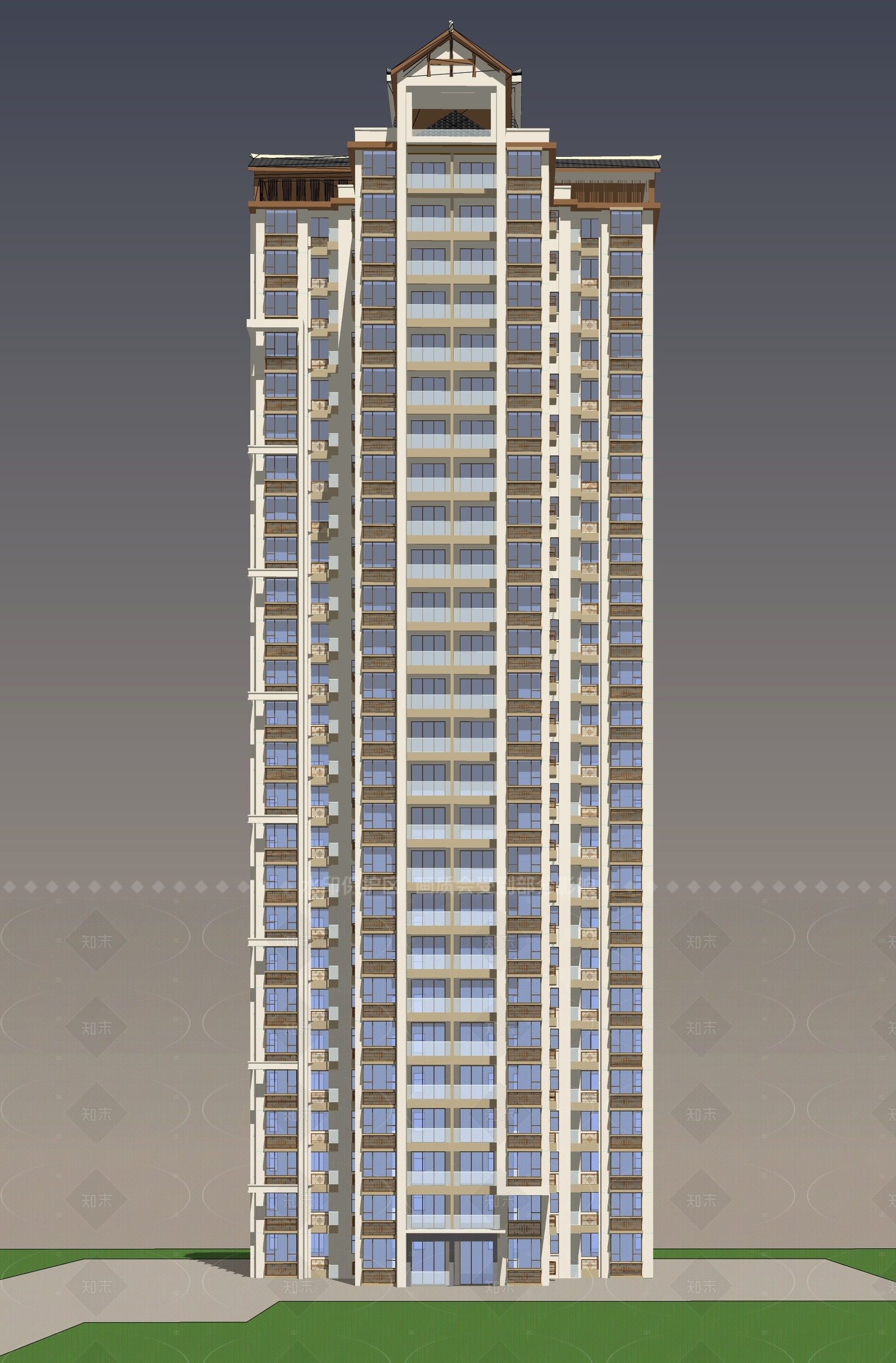 现代高层住宅SU模型下载【ID:1206213104】