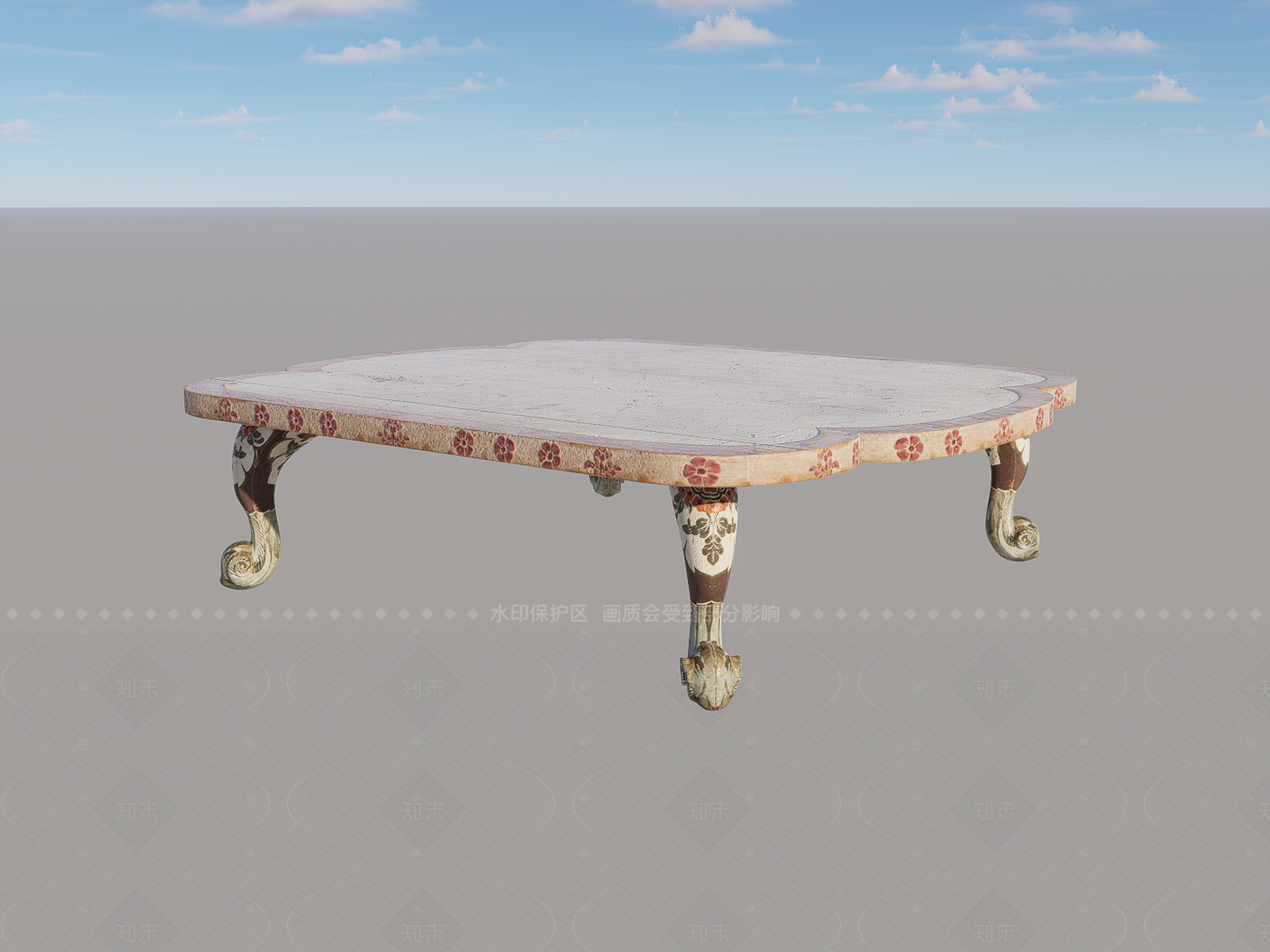 中式复古餐桌SU模型下载【ID:1206213773】