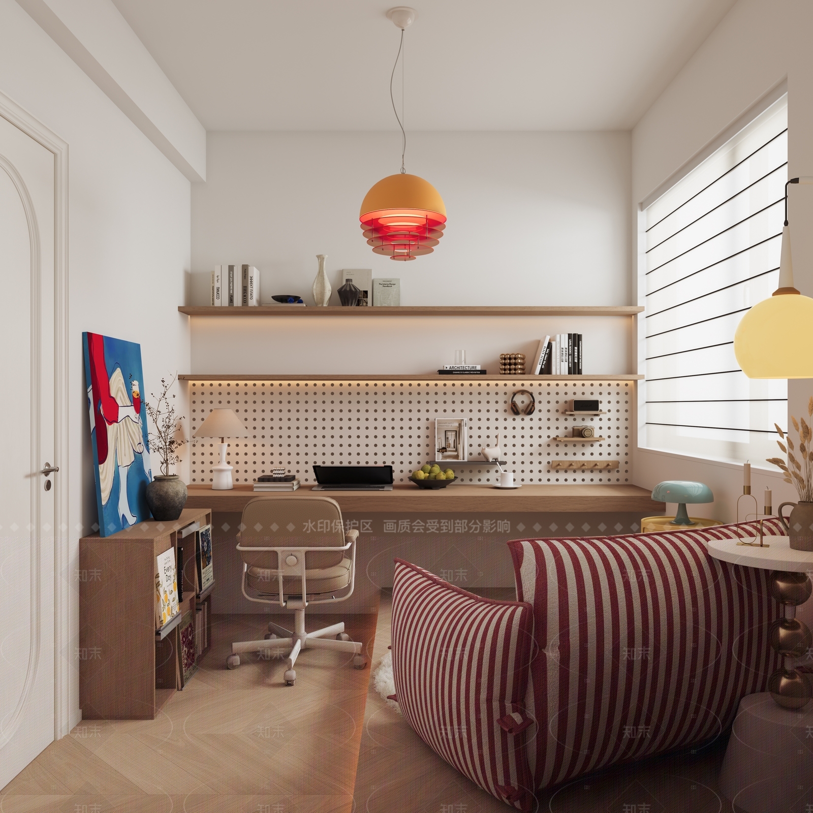 现代奶油书房3D模型下载【ID:1206213855】