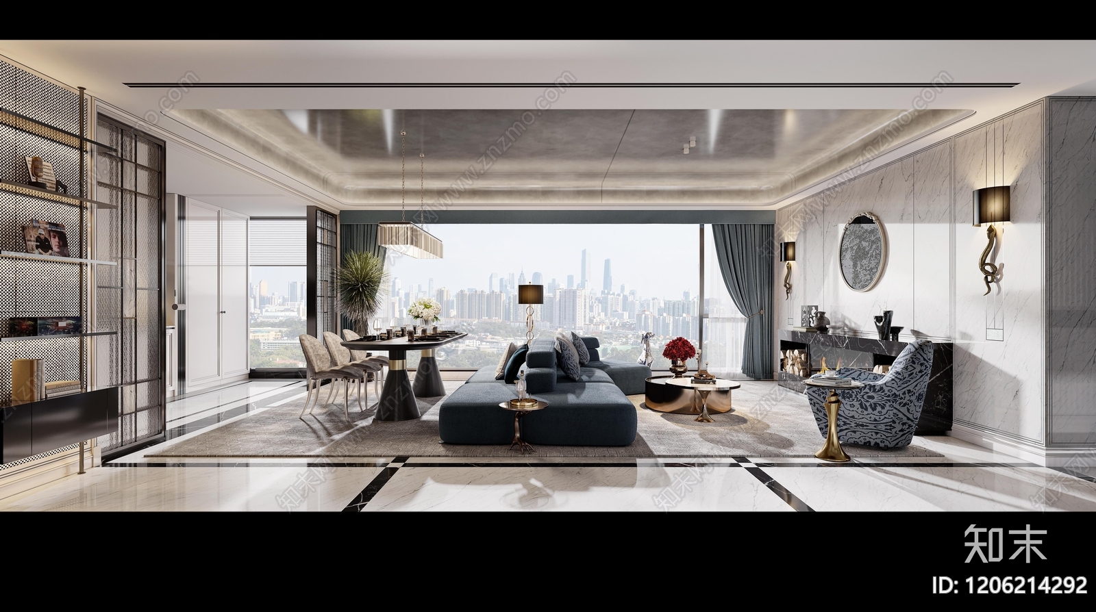 现代法式样板间下载【ID:1206214292】