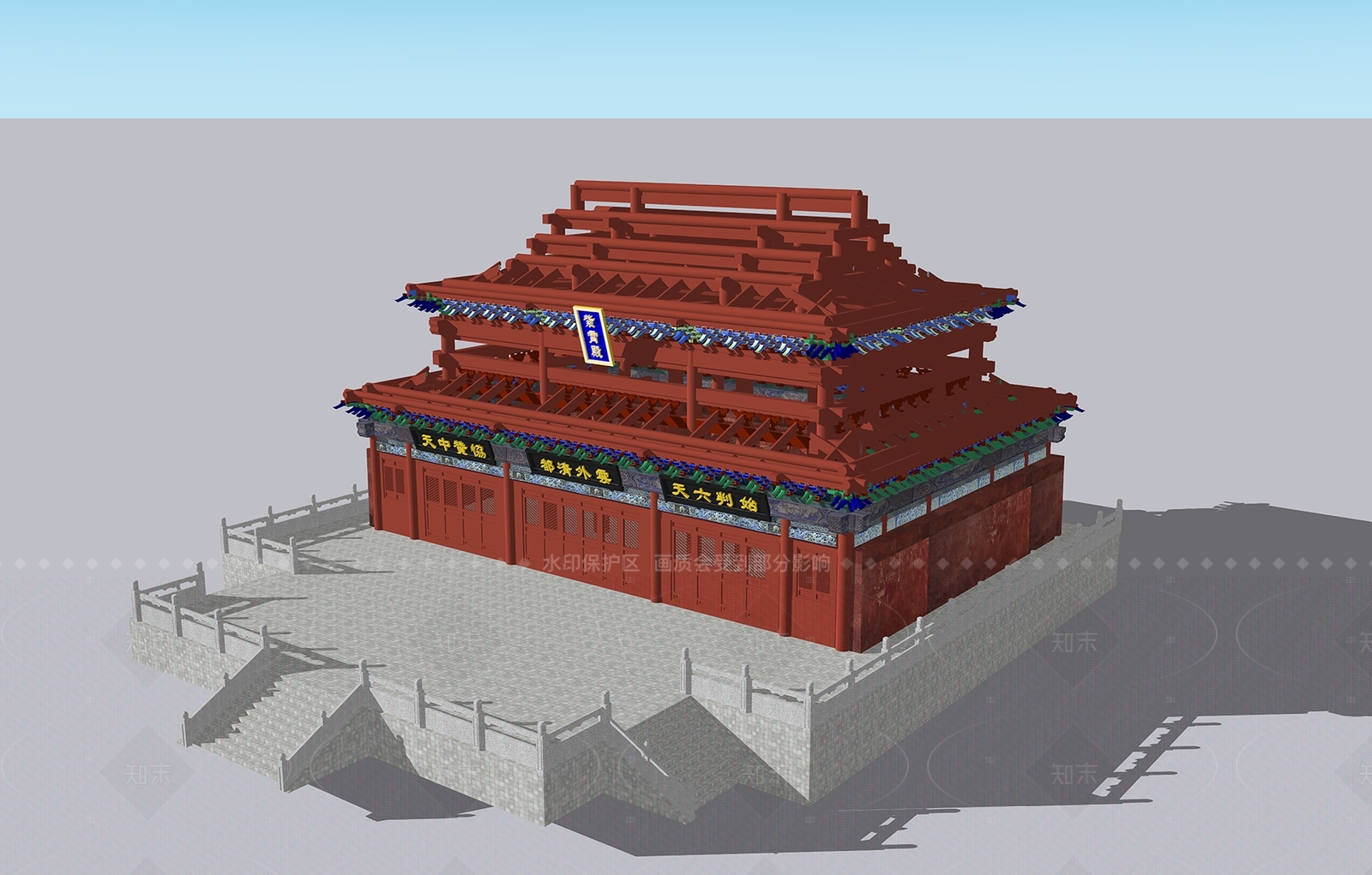 中式古建筑SU模型下载【ID:1206215431】