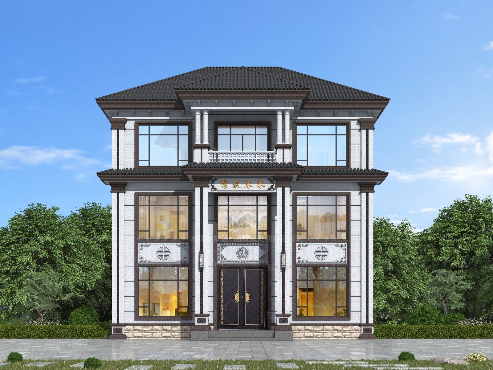 中式独栋别墅3D模型下载【ID:1206228113】